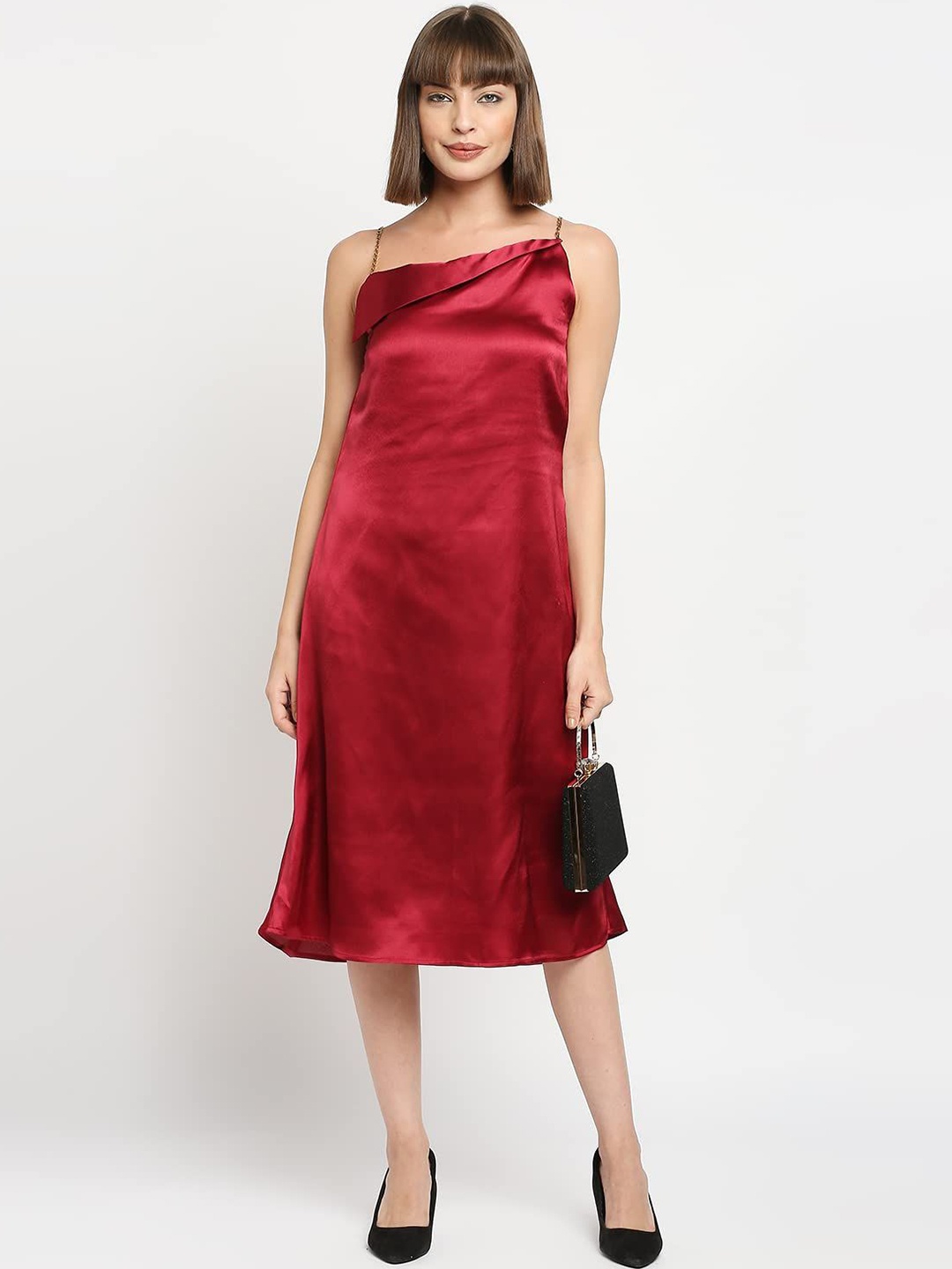 

AMMARZO Women Sleeveless A-Line Dress, Red