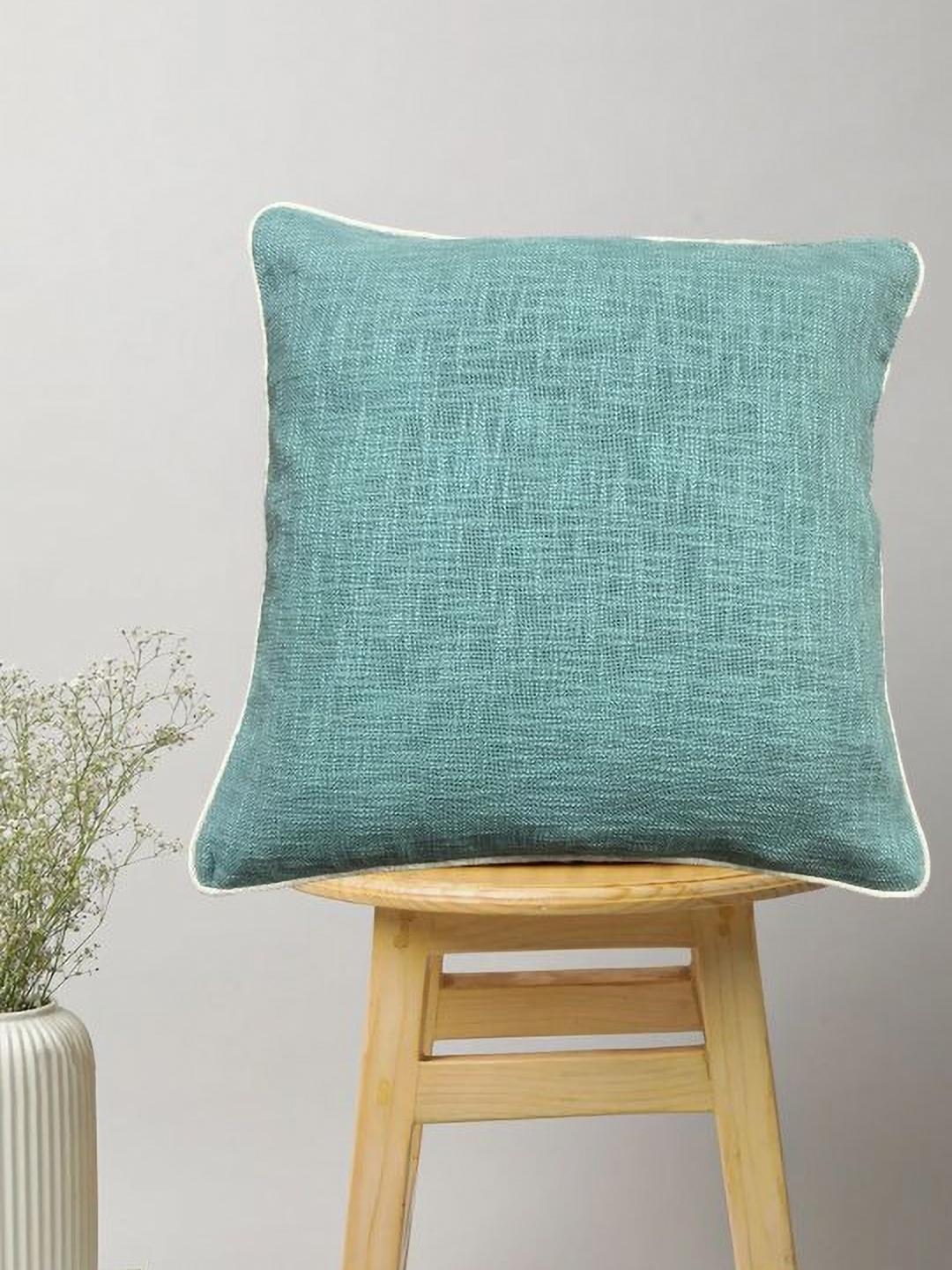 

SAJAVAT Turquoise Blue Pure Cotton Square Cushion Cover