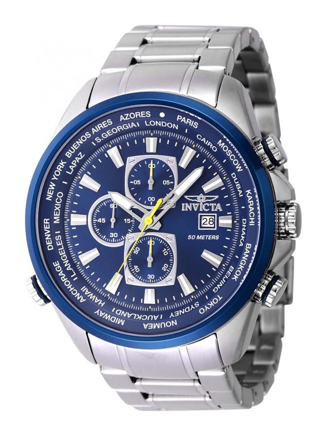 

Invicta Men Round Dial & Stainless Steel Bracelet Style Straps Analogue Watch 47818, Silver