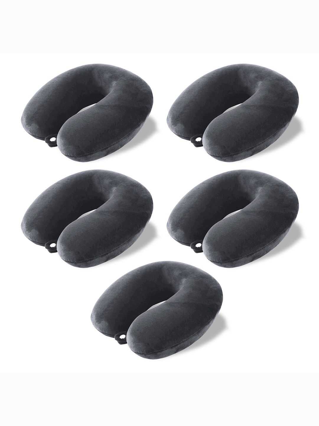 

Kuber Industries Grey 5 Pieces U-Shaped Memory Foam Filled Cotton Travel Pillows