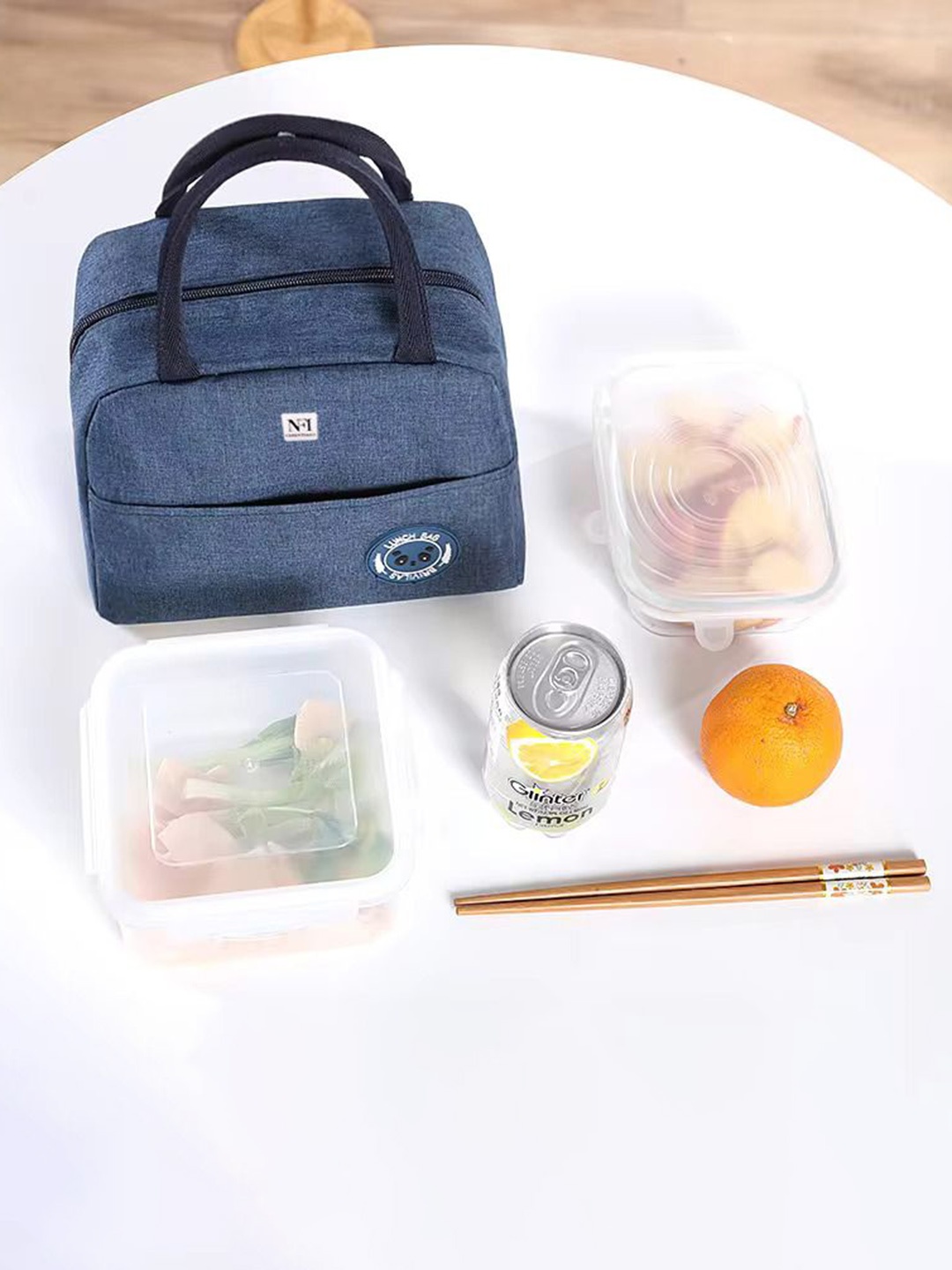 

NFI essentials Unisex Solid Insulated Lunch bags Travel Accessory, Blue