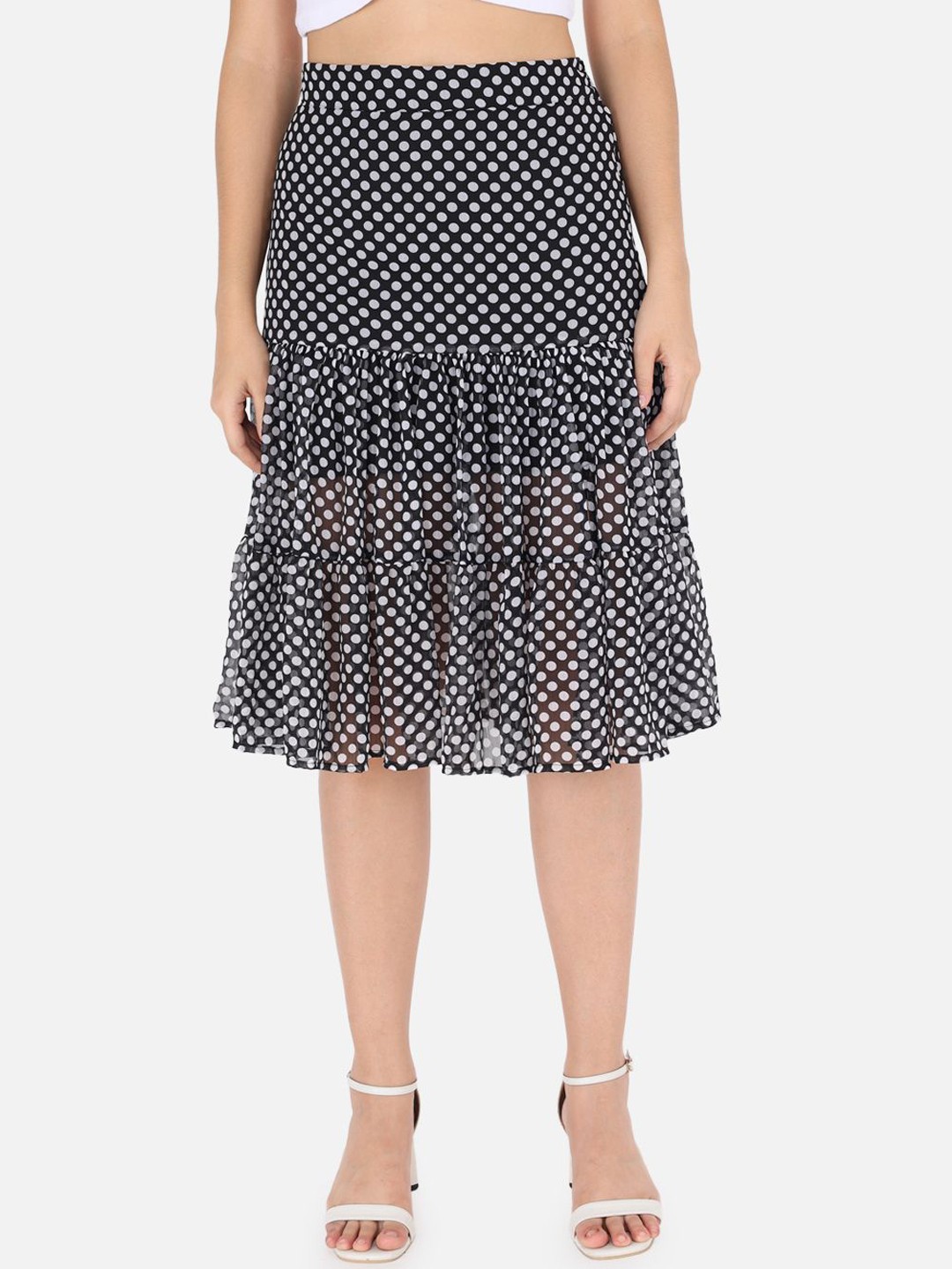 

BAESD Women Geometric Printed Midi Skirt, Black