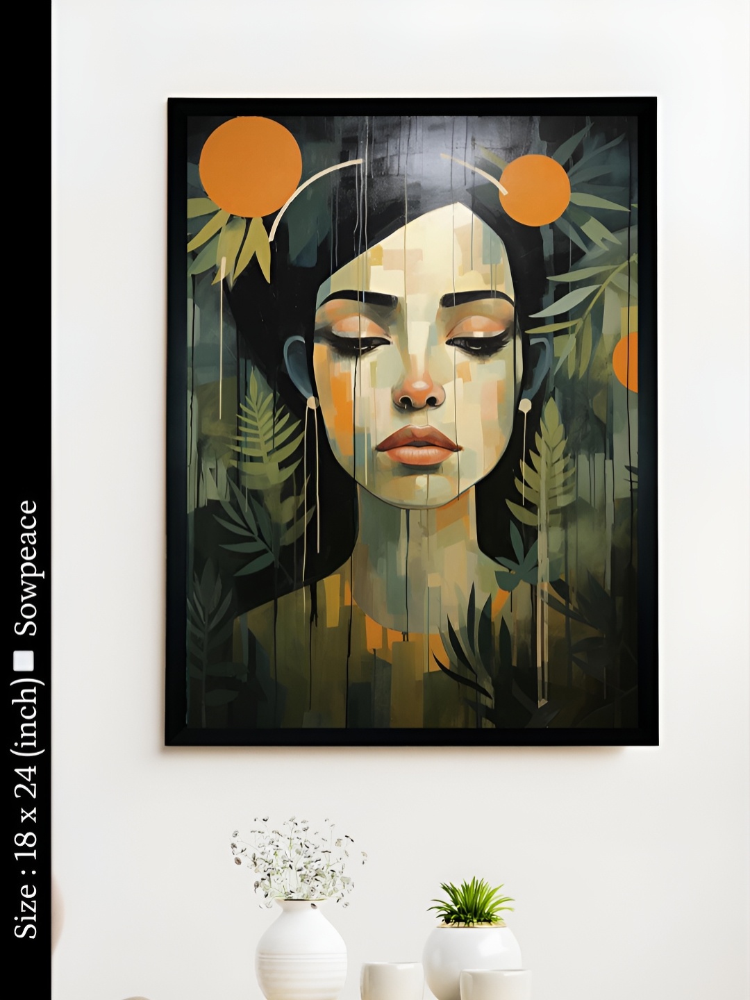

SOWPEACE Green & Beige 1 Piece Canvas Abstract Wall Photographs