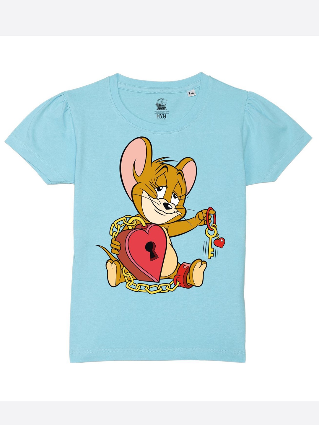 

Wear Your Mind Girls Tom & Jerry Printed Pure Cotton T-shirt, Blue