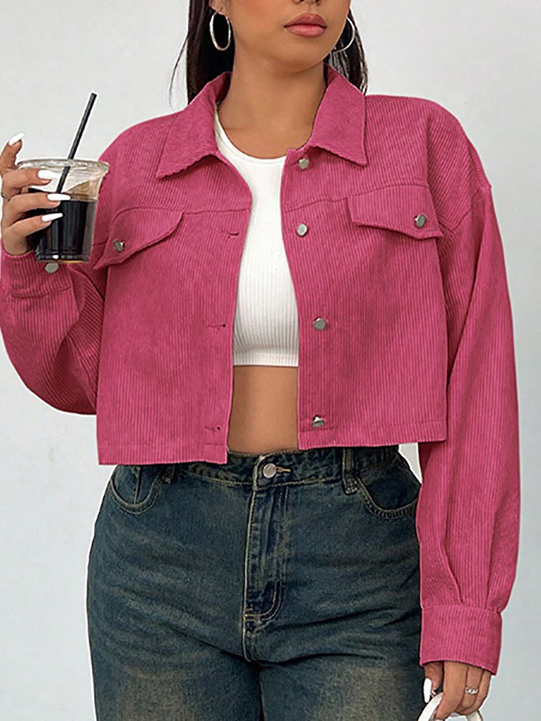 

StyleCast Curve Women Crop Tailored Jacket, Pink