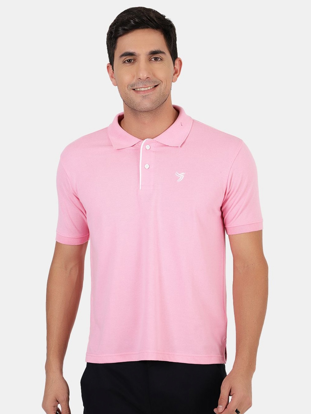 

MENTOOS Men Solid Polo Collar Cotton T-shirt, Pink