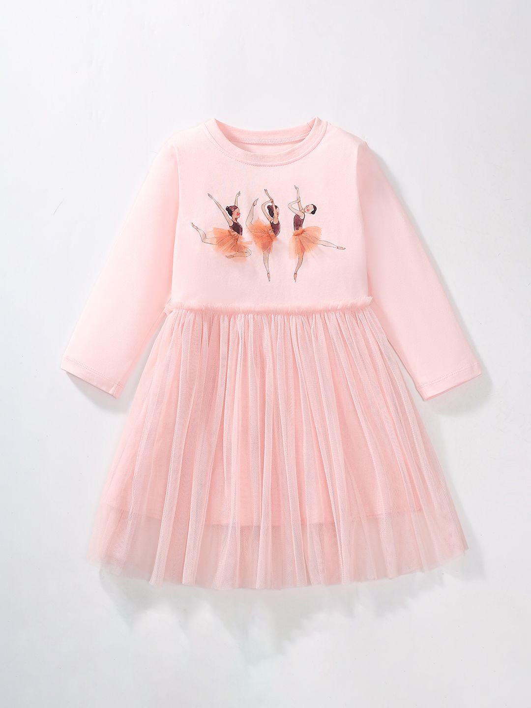 

JC SPARKLE Girls Cotton Fit & Flare Dress With Applique Details, Pink
