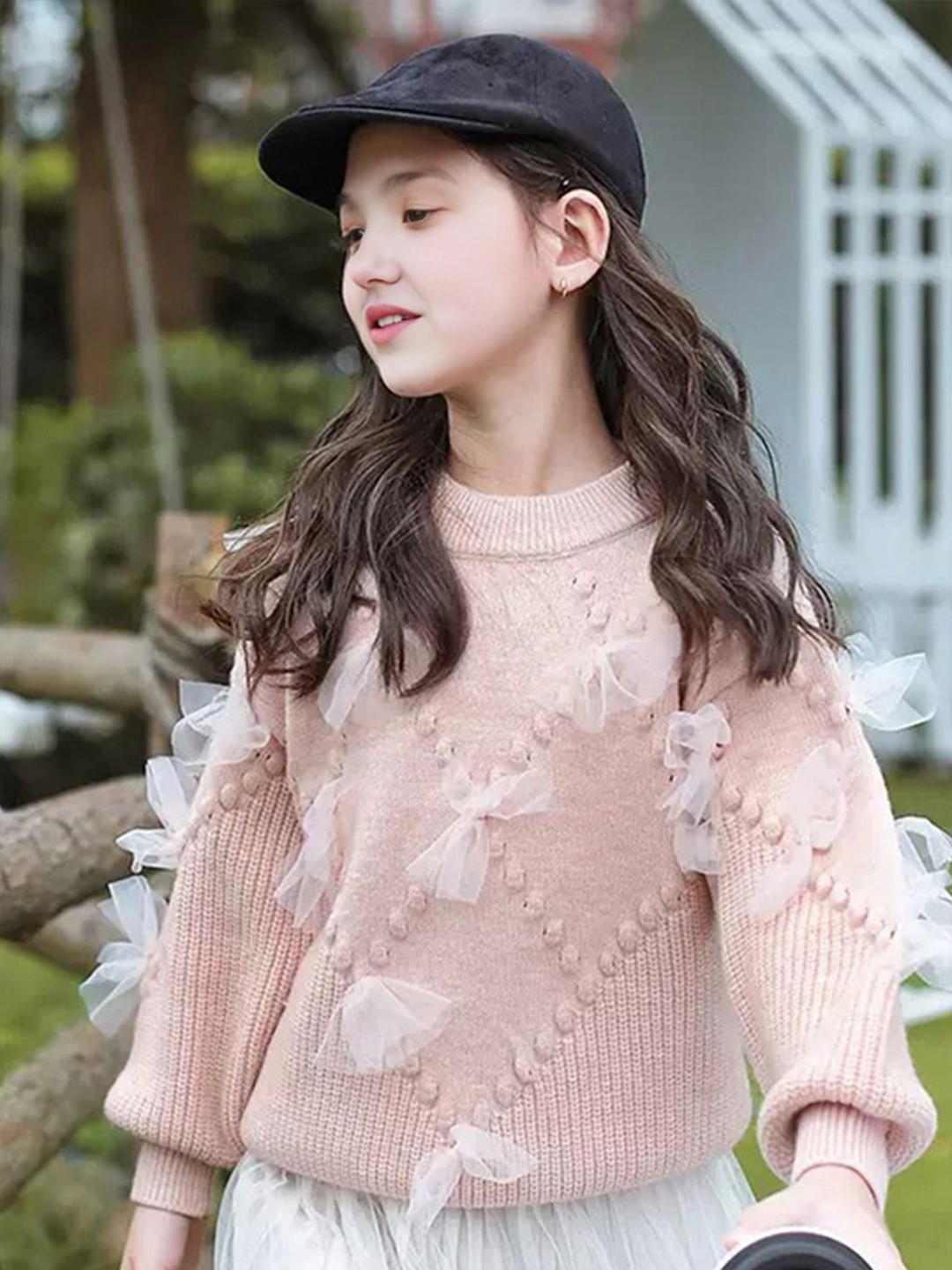 

INCLUD Girls Cable Knit Pullover, Pink