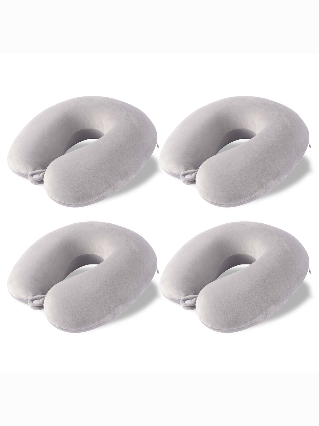 

Kuber Industries Grey 4 Pieces U-Shaped Memory Foam Filled Cotton Travel Pillows