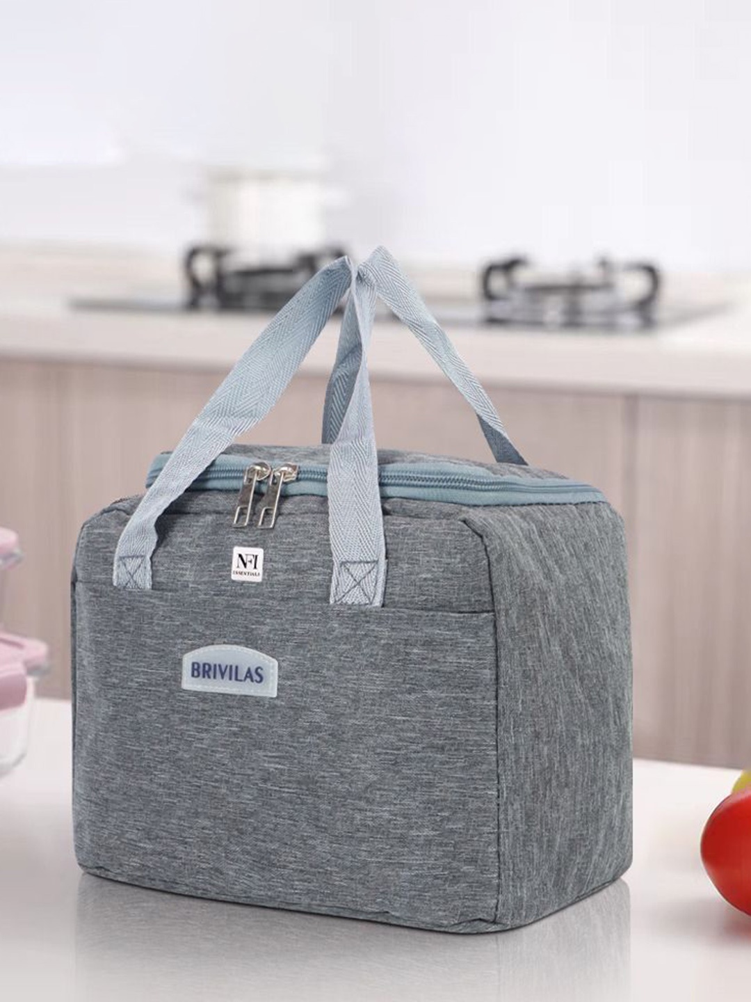 

NFI essentials Unisex Insulated Solid Lunch bags Travel Accessory, Grey