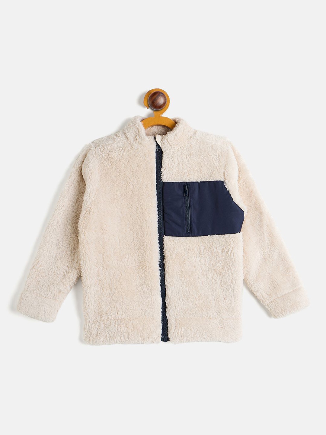 

JWAAQ Kids Colourblocked Front-Open Sweaters, Cream