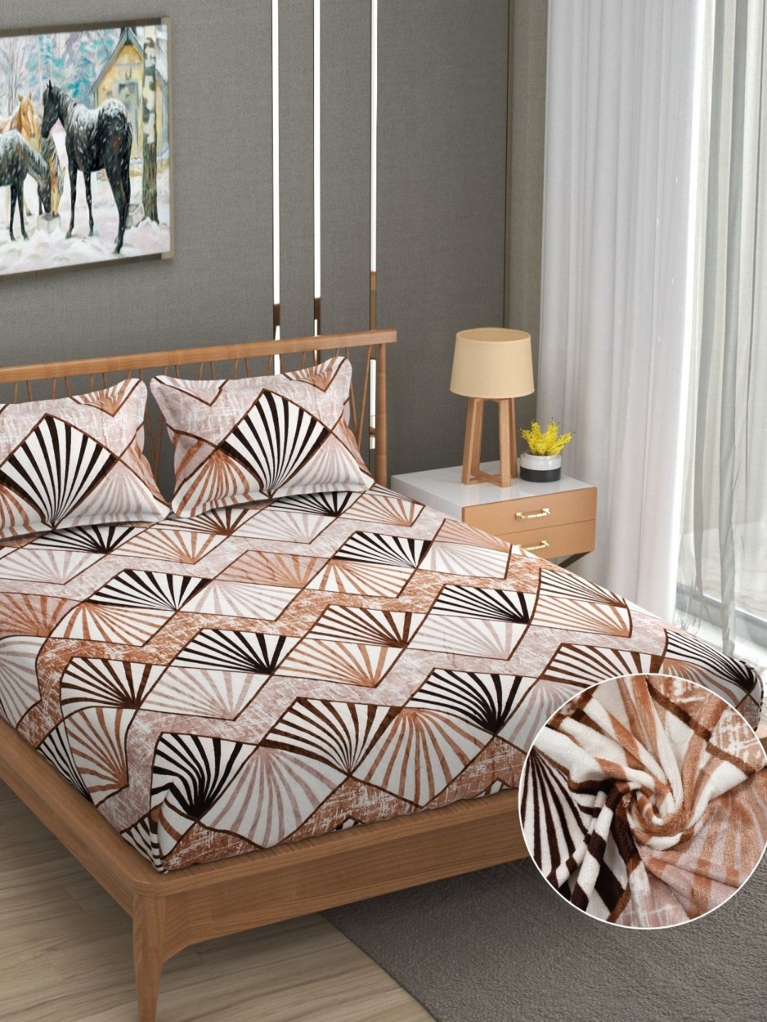 

Innovative Edge Brown & Beige 300 TC Wool King Bedsheet Set 1.82 m x 1.98 m