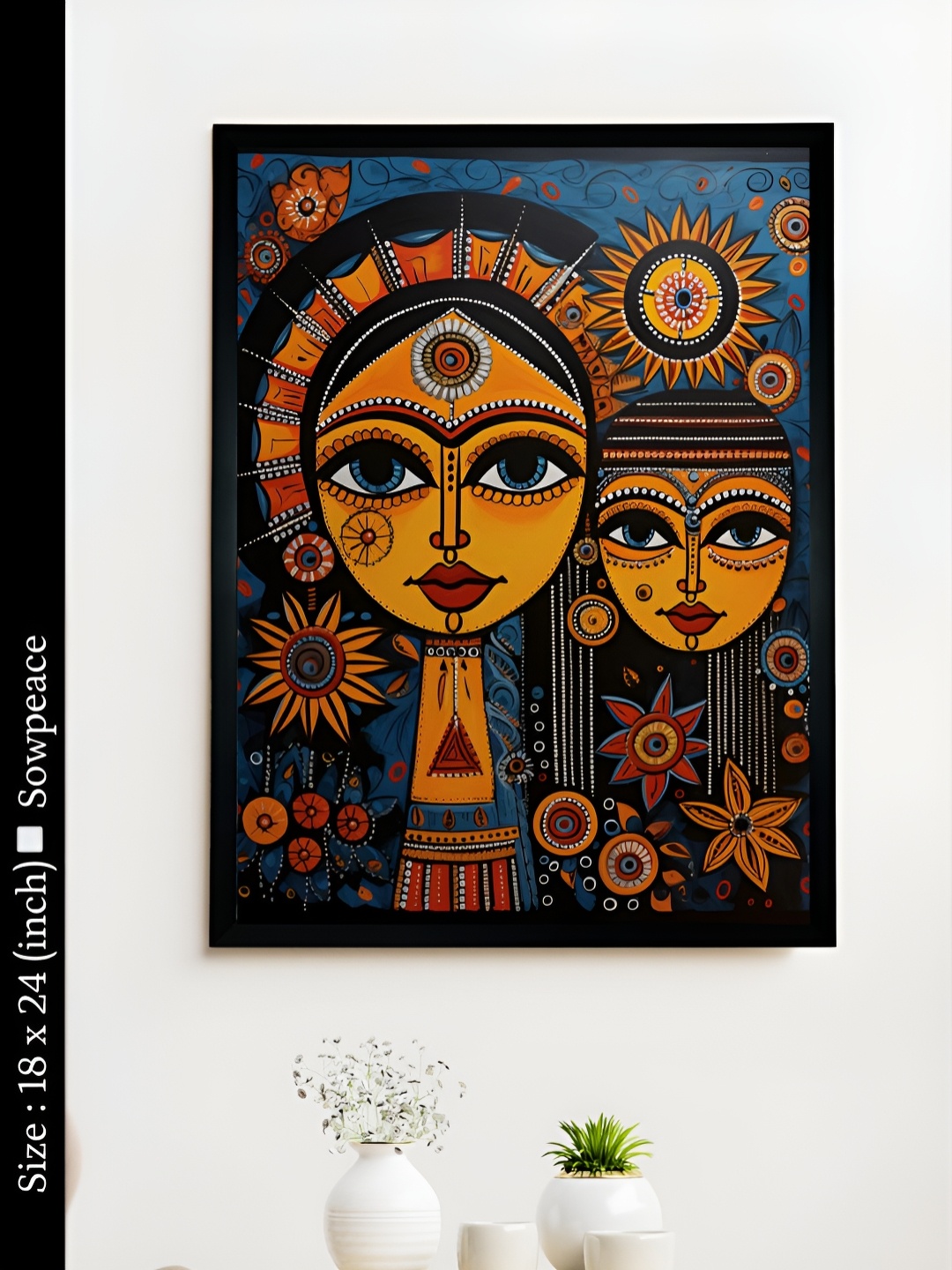 

SOWPEACE Orange & Blue 1 Piece Canvas Abstract Wall Photographs