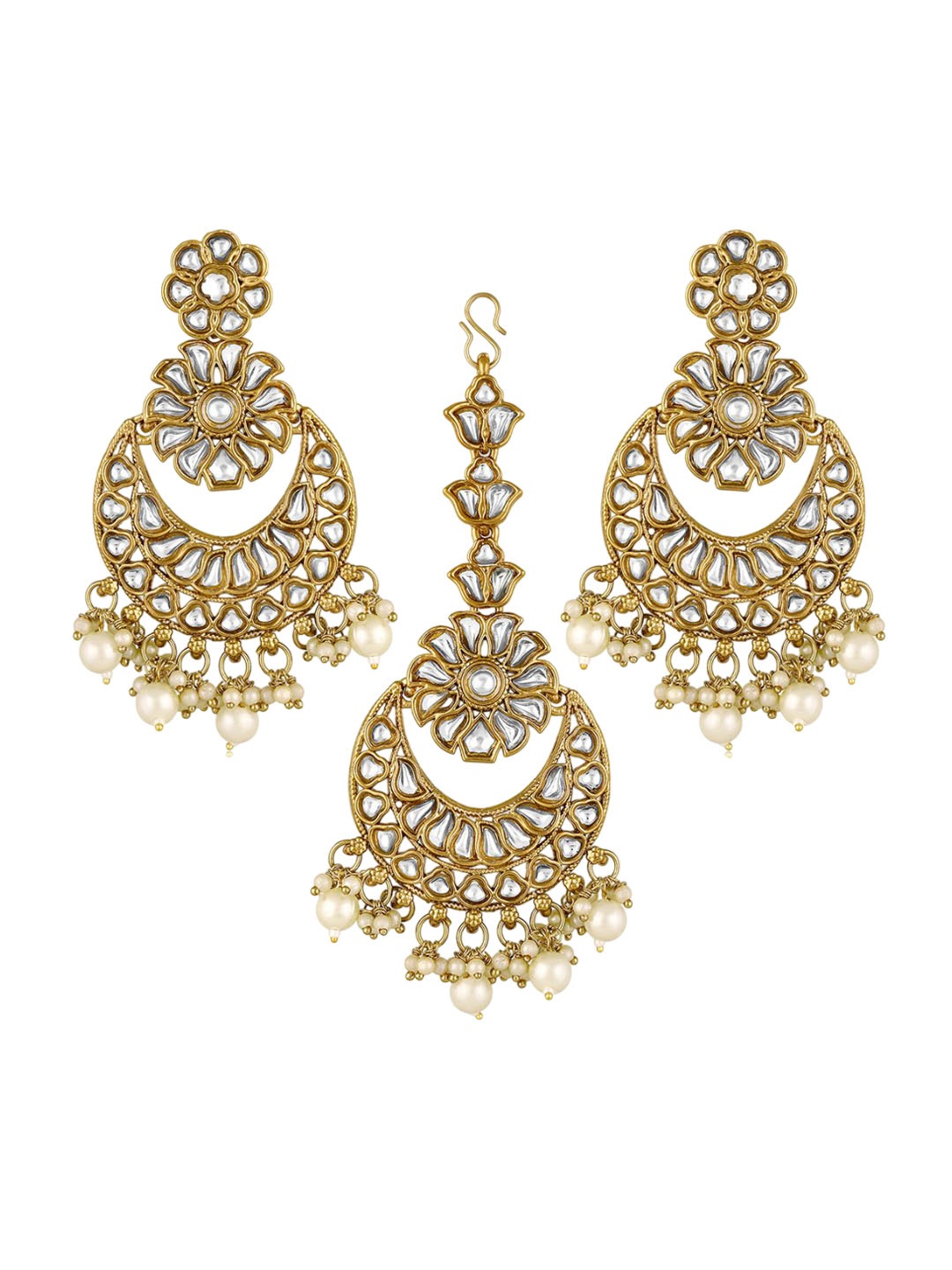 

Peora Gold-Plated Kundan-Studded & Beaded Jewellery Set