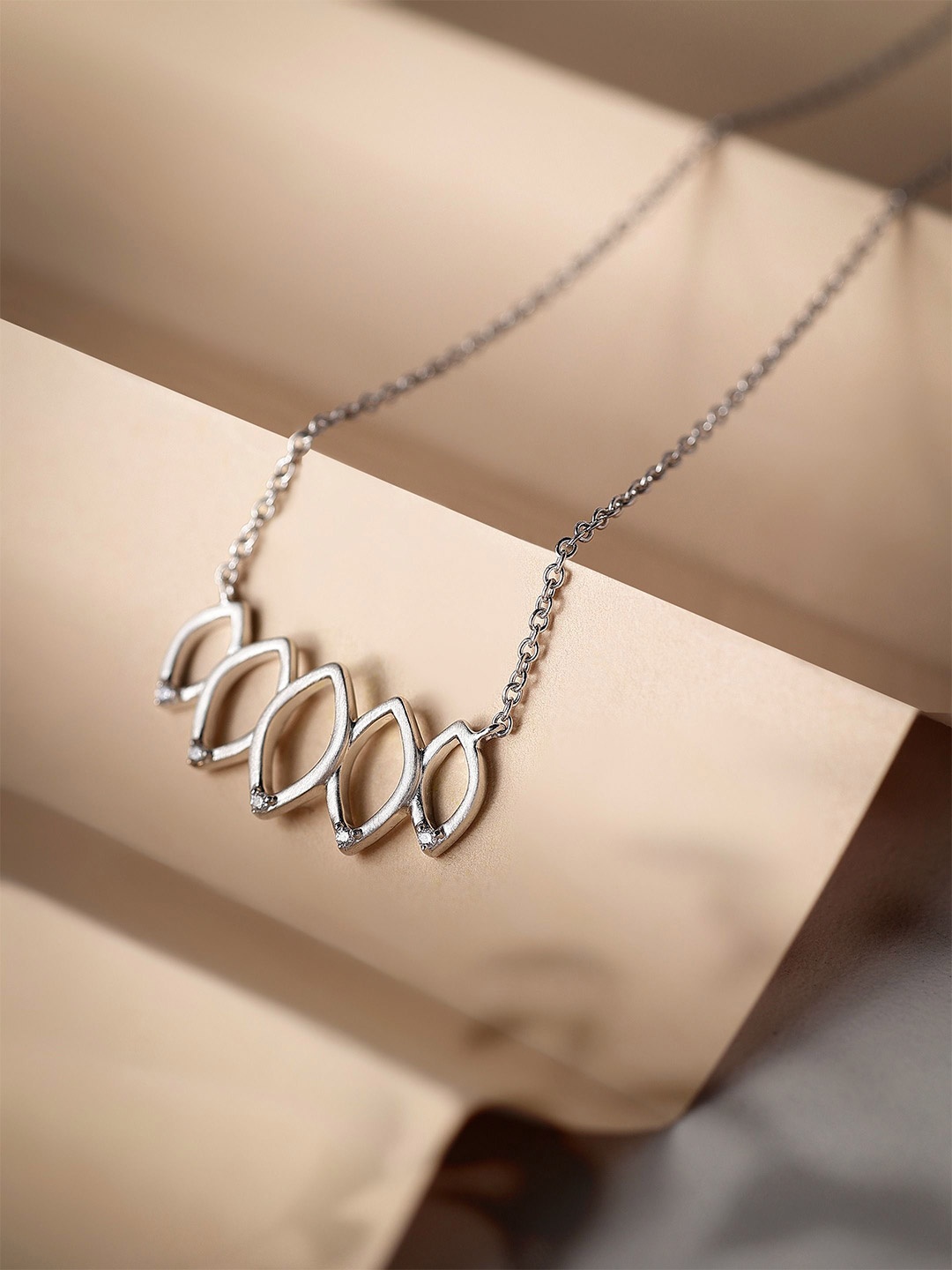 

DIAVO 925 Sterling Silver Rhodium-Plated Cubic Zirconia Stone Studded Chain