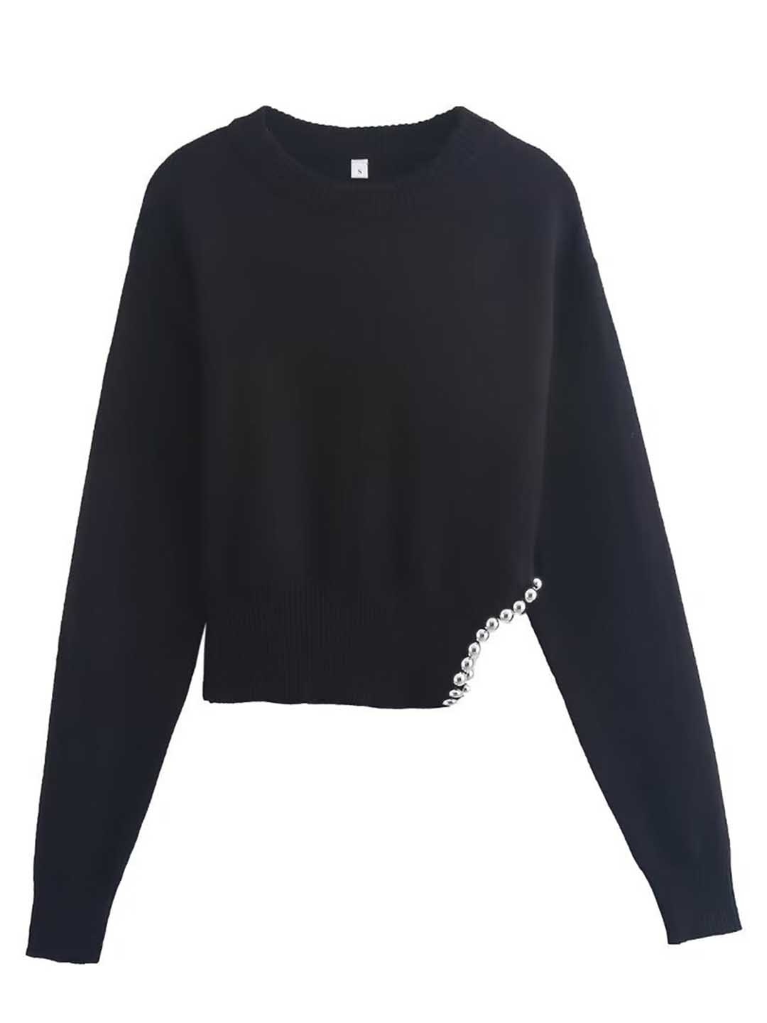 

LULU & SKY Women Round Neck Pullover, Black