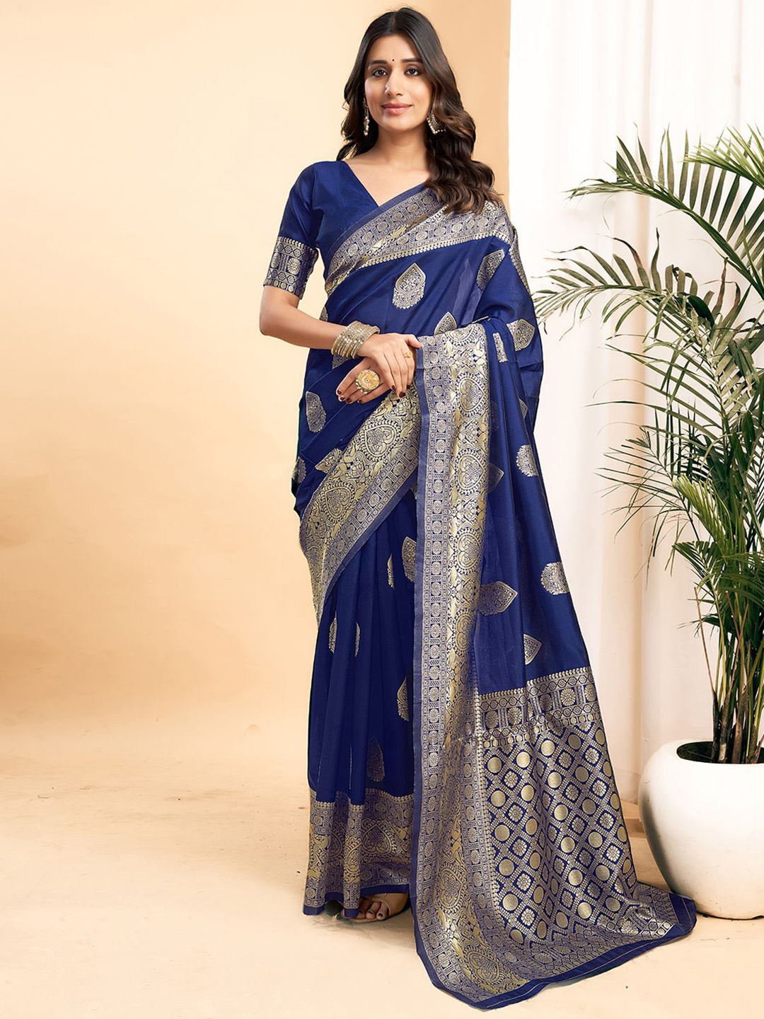 

KALINI Woven Design Zari Banarasi Saree, Blue