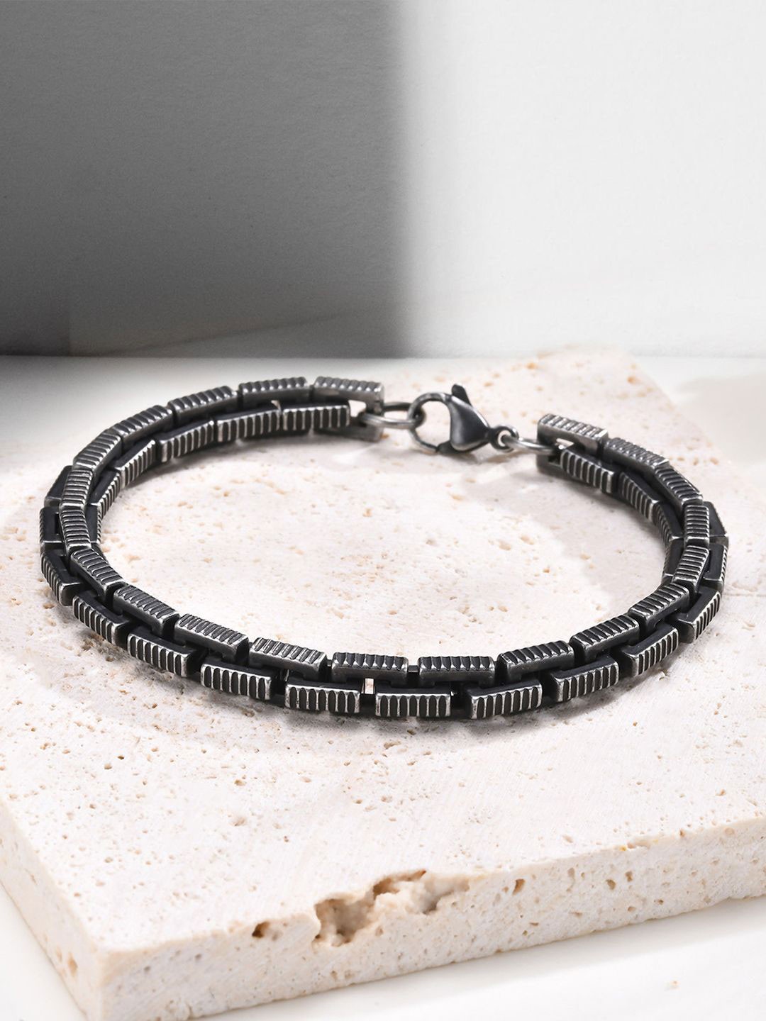 

Peora Men Stainless Steel Link Bracelet, Black