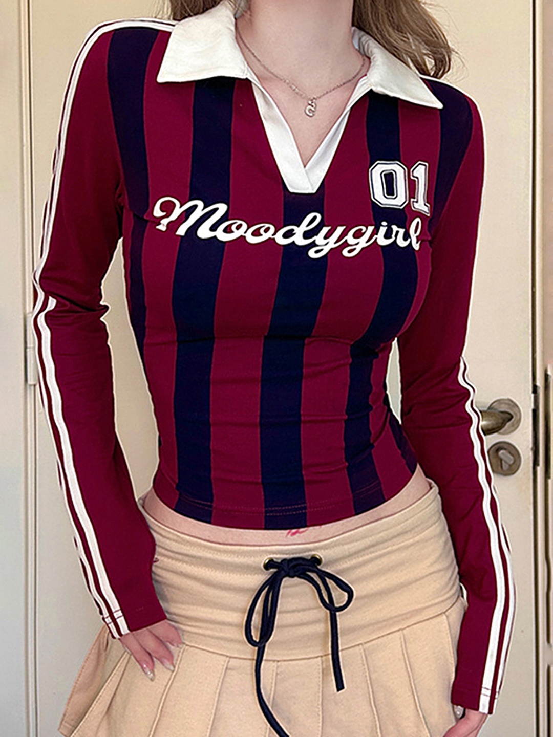 

LULU & SKY Striped Top, Burgundy