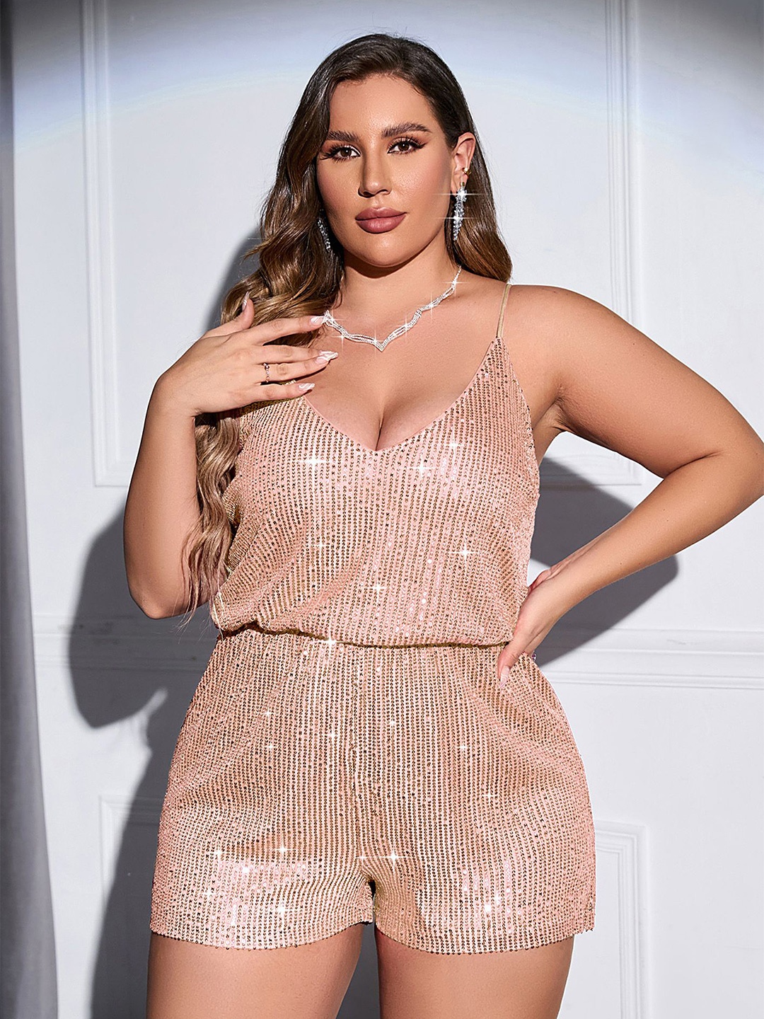 

LULU & SKY Women Plus Size Embellished Jumpsuit, Pink