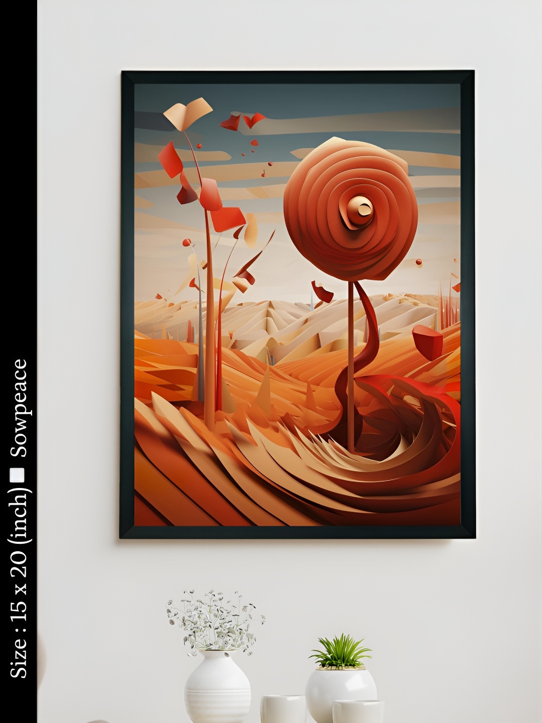 

SOWPEACE Orange & Grey 1 Piece Canvas Abstract Wall Photographs
