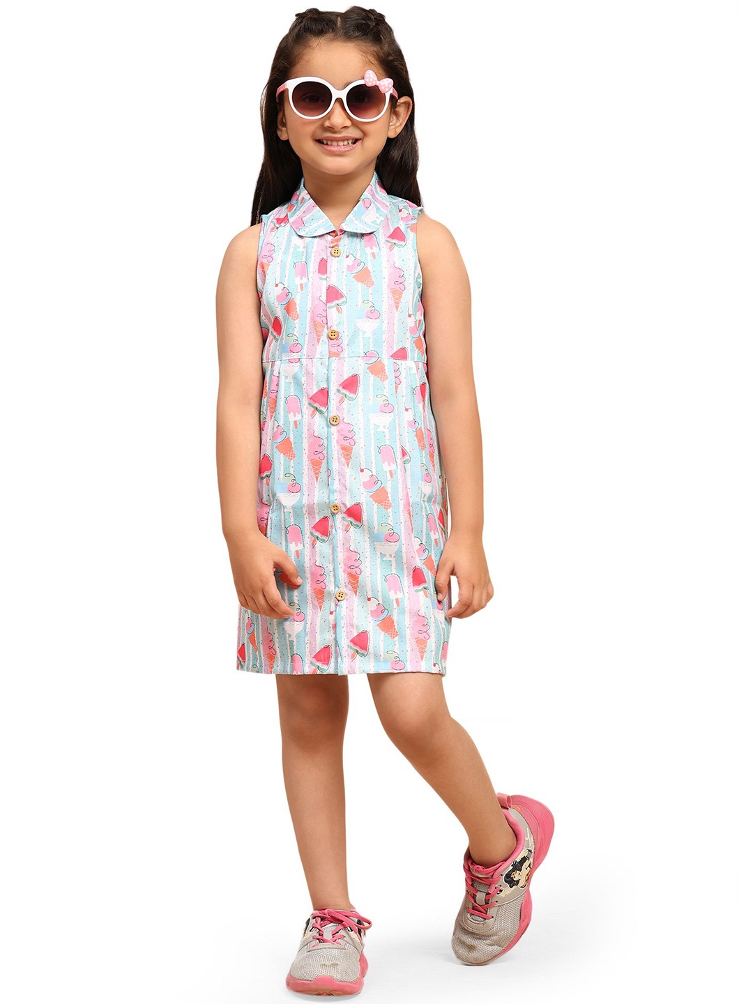 

Funny Bones Clothings Print Peter Pan Collar A-Line Dress, Multi