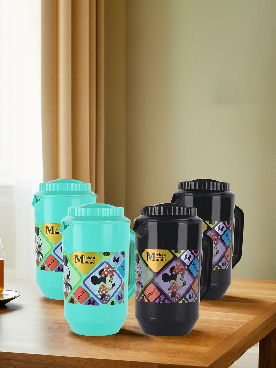 

Kuber Industries Pack of 4 Disney Team Printed Water Jugs 2 L Each, Green