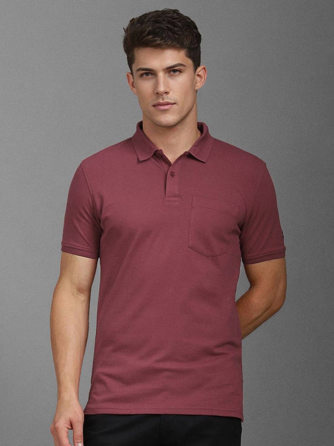 

Louis Philippe Sport Men Slim Fit Solid T-shirt, Maroon
