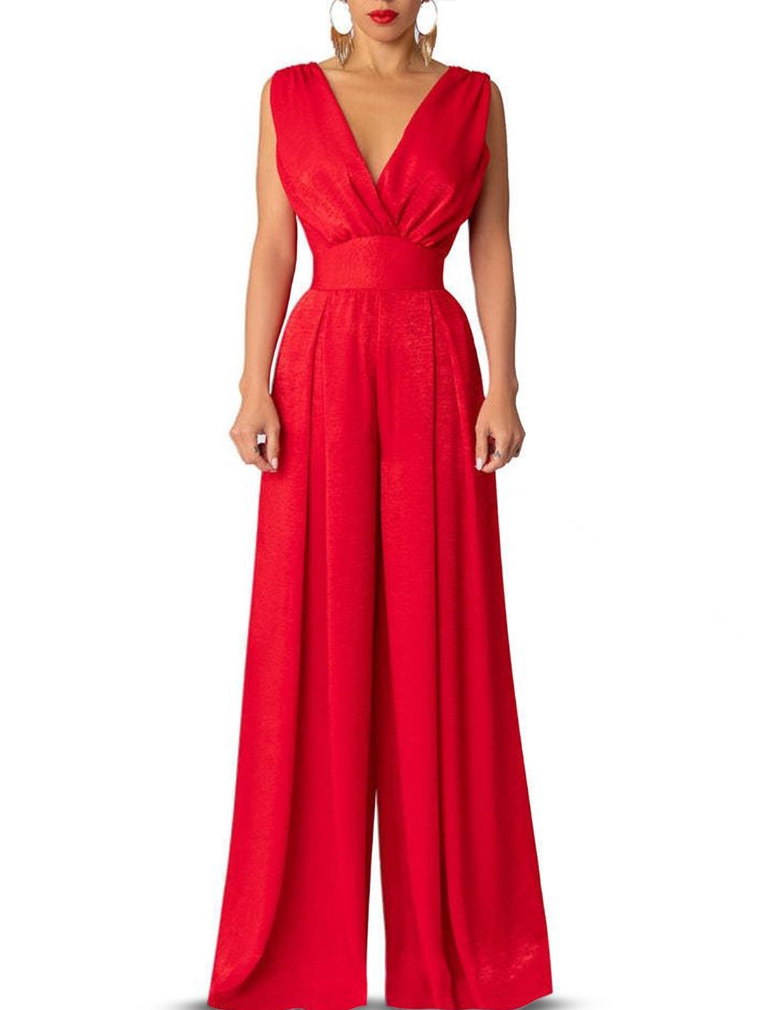 

LULU & SKY Women Basic Jumpsuit, Red