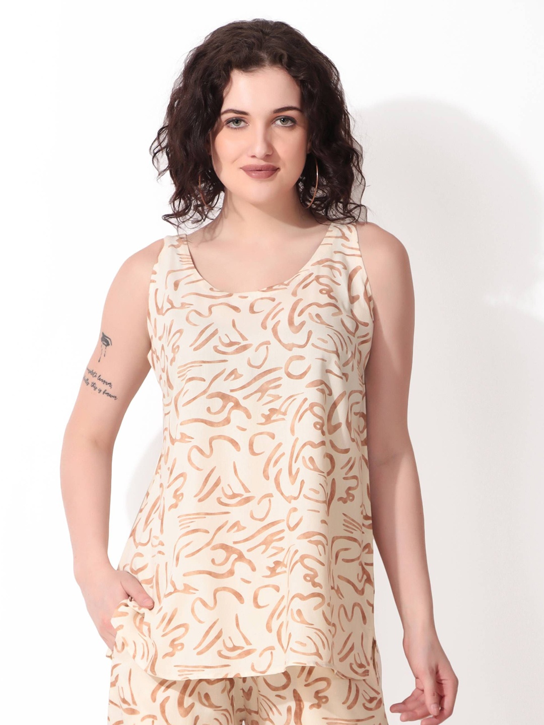 

Seryeon Printed Round Neck Top, Cream