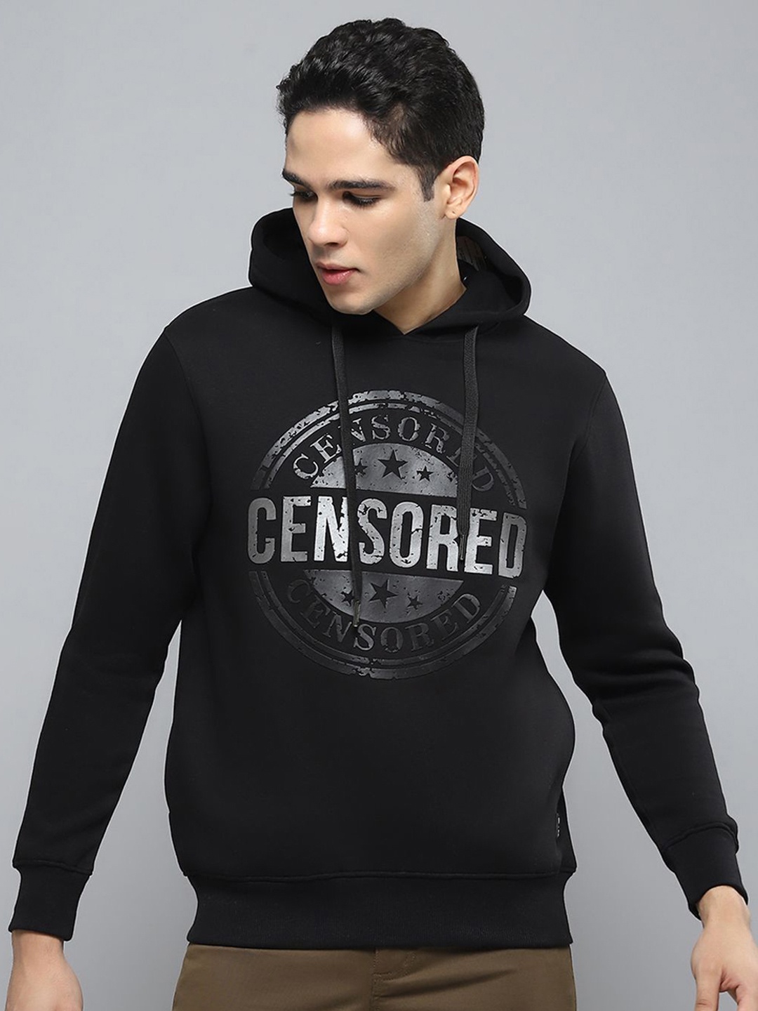 

Cloak & Decker Men Printed Hooded Sweatshirt, Black