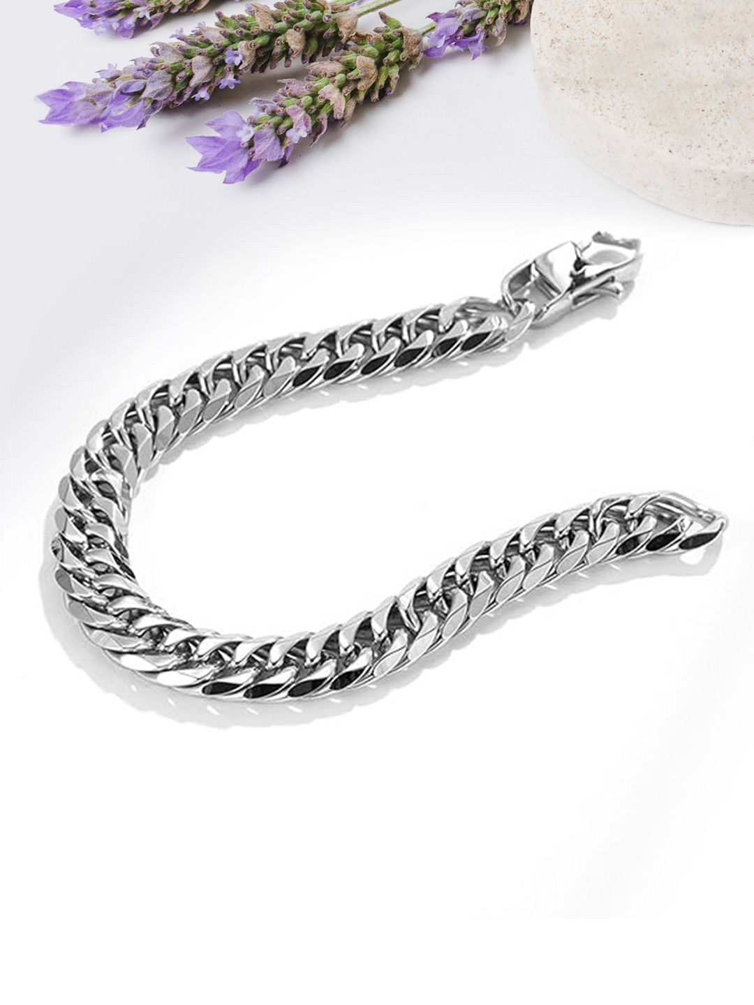 

Peora Men Silver-Plated Stainless Steel Link Bracelet