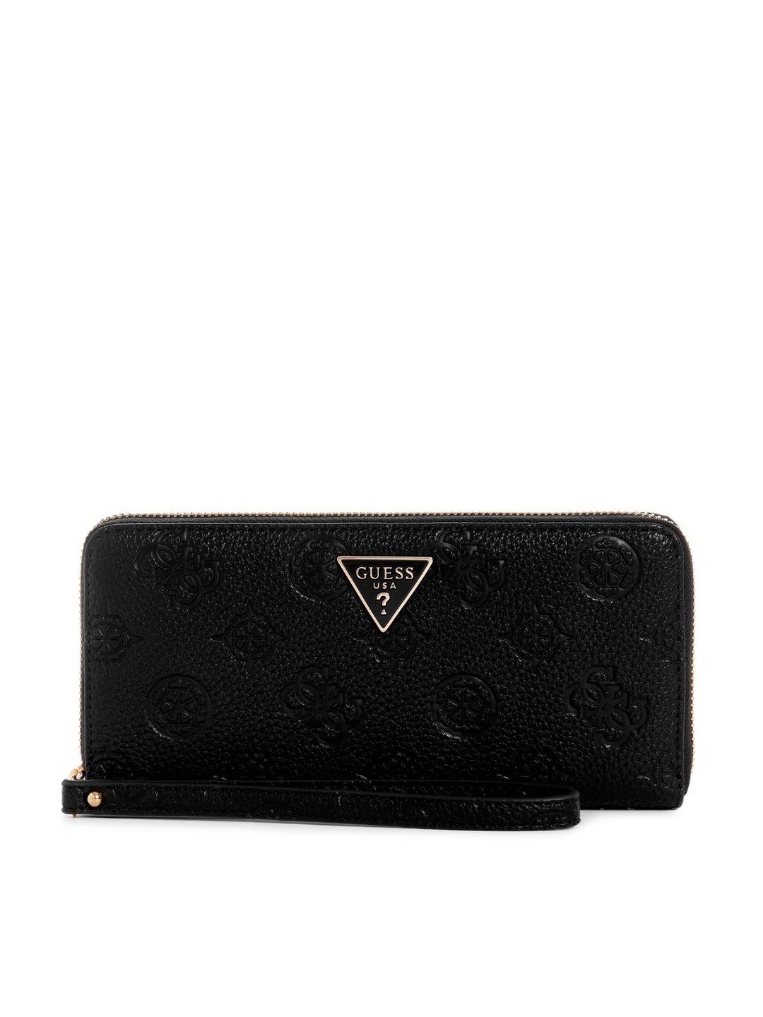 

GUESS Women Brand Logo Textured PU Zip Around Wallet, Black