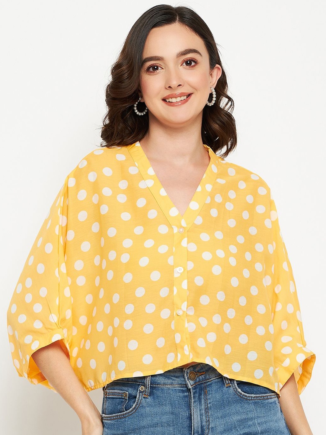 

DressBerry Women Conversational Printed Shirt Style Top, Yellow