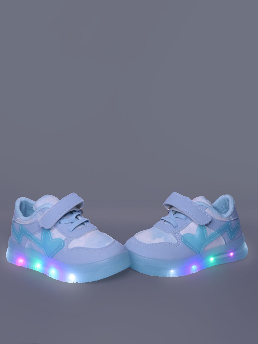 

NEW STEPS Unisex Kids Colourblocked LED Velcro Sneakers, Blue