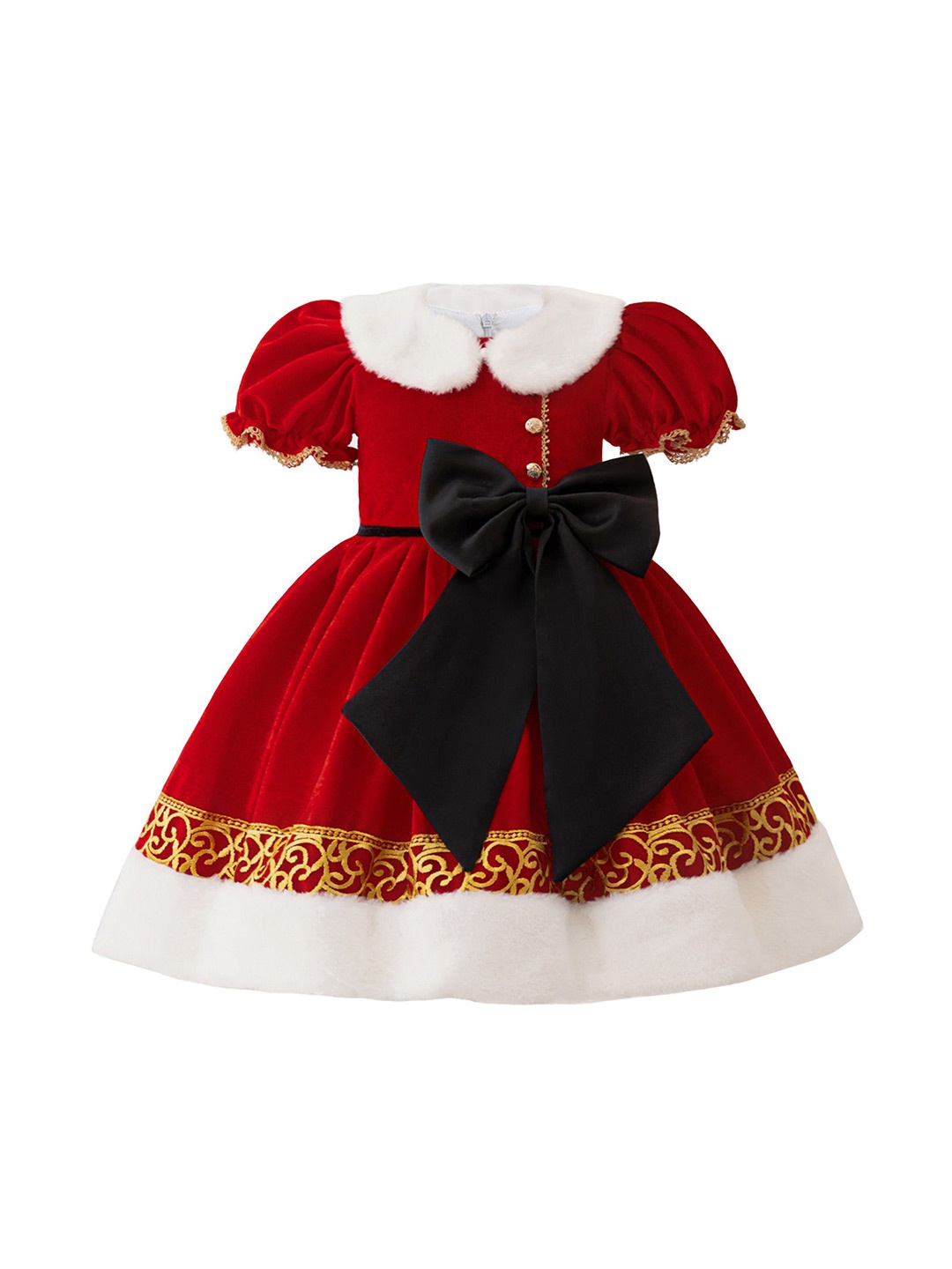 

StyleCast x Revolte Girls Puff Sleeve Applique A-Line Dress, Red