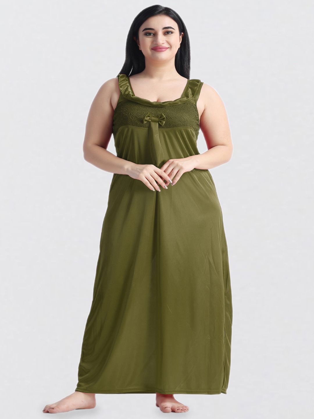 

NIGHT KEYS Women Maxi Nightdress, Green
