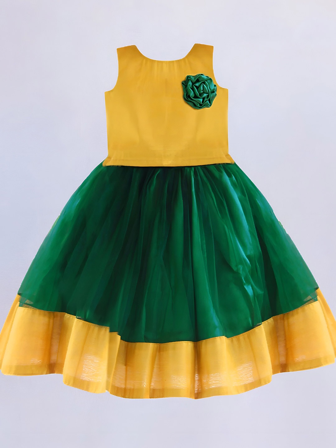 

STANWELLS KIDS Girls Flared Ruffle Lehenga Choli Dress, Green