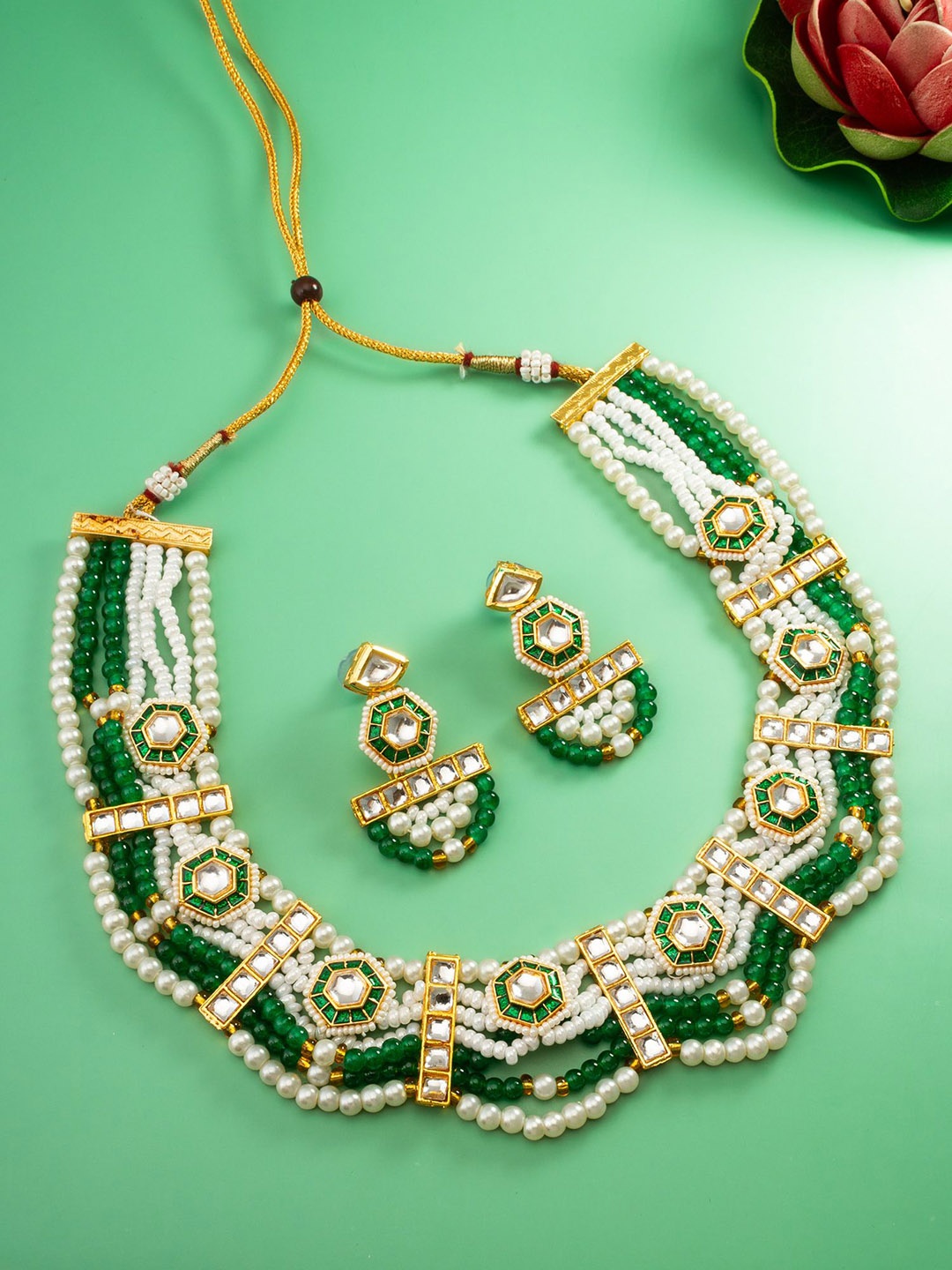 

aadita Gold Plated Kundan Studded Jewellery Set