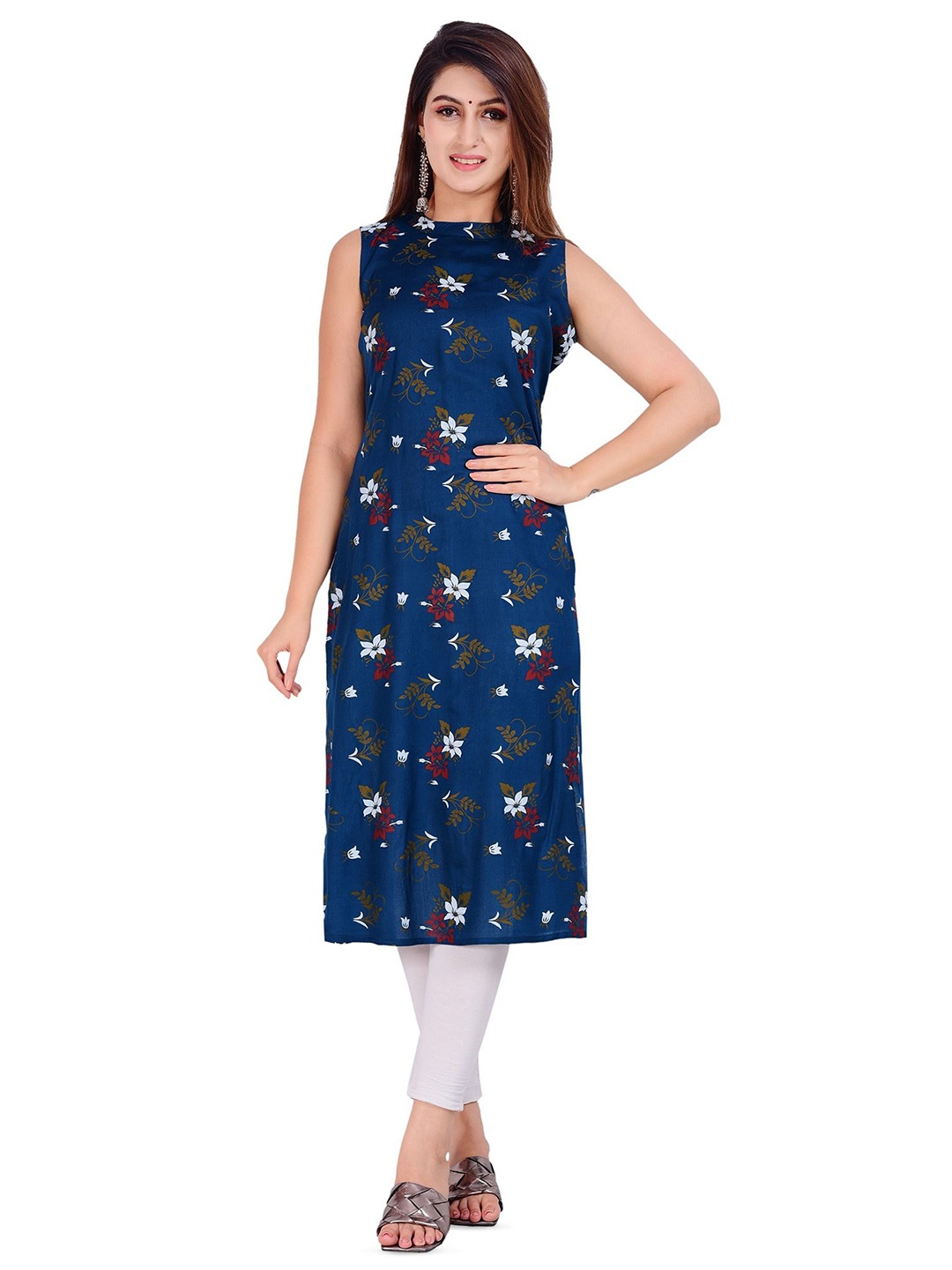 

Aarti Fashion Floral Printed Straight Fit Kurta, Blue