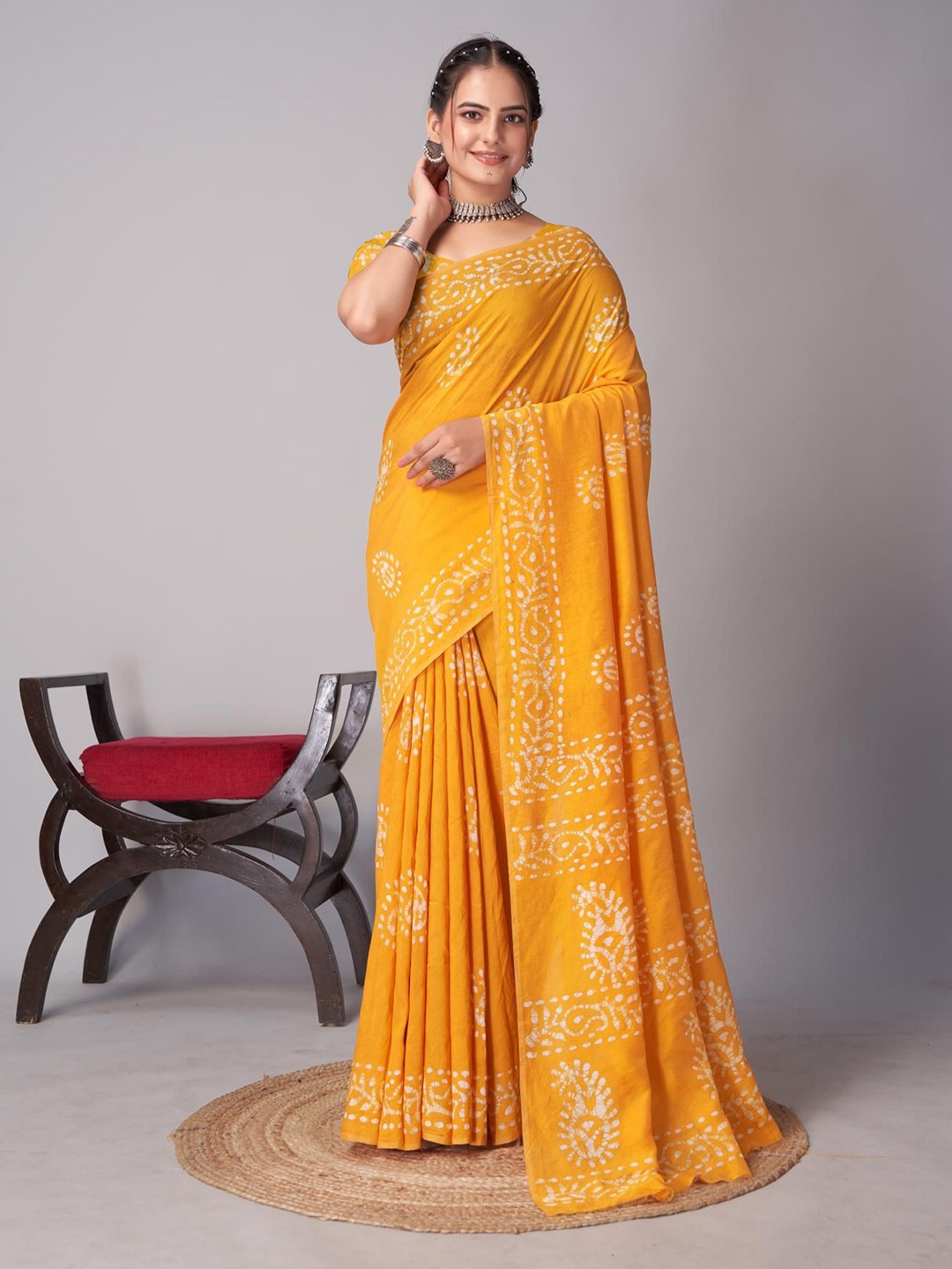 

Kalista Ethnic Motifs Chanderi Saree, Yellow