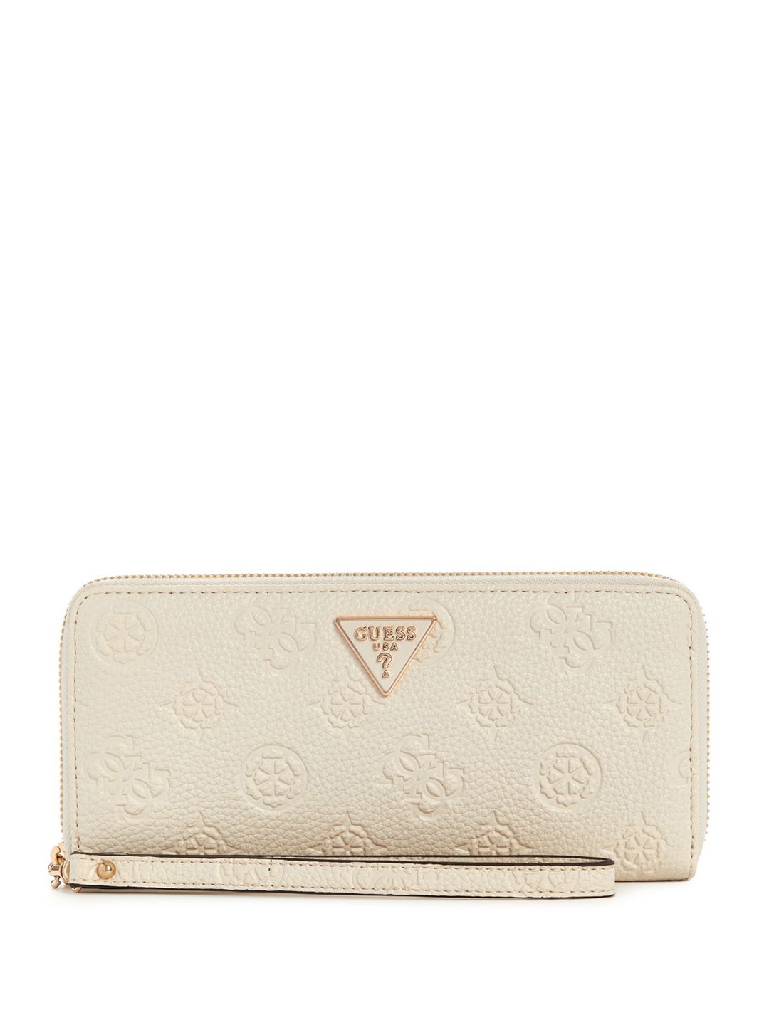 

GUESS Women Textured PU Zip Around Wallet, Beige