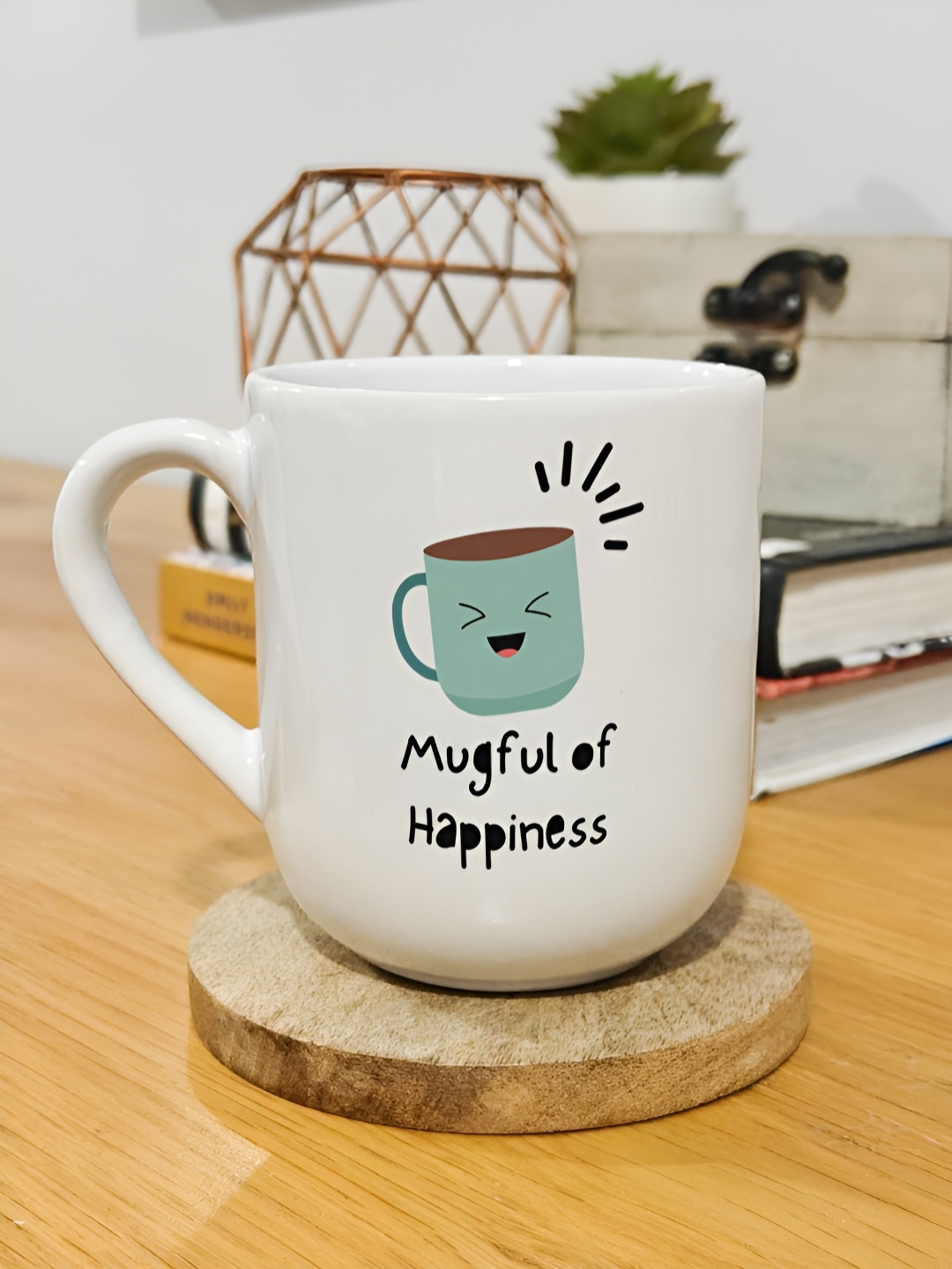 

One Posh Home White & Green Printed Ceramic Mug 250ml