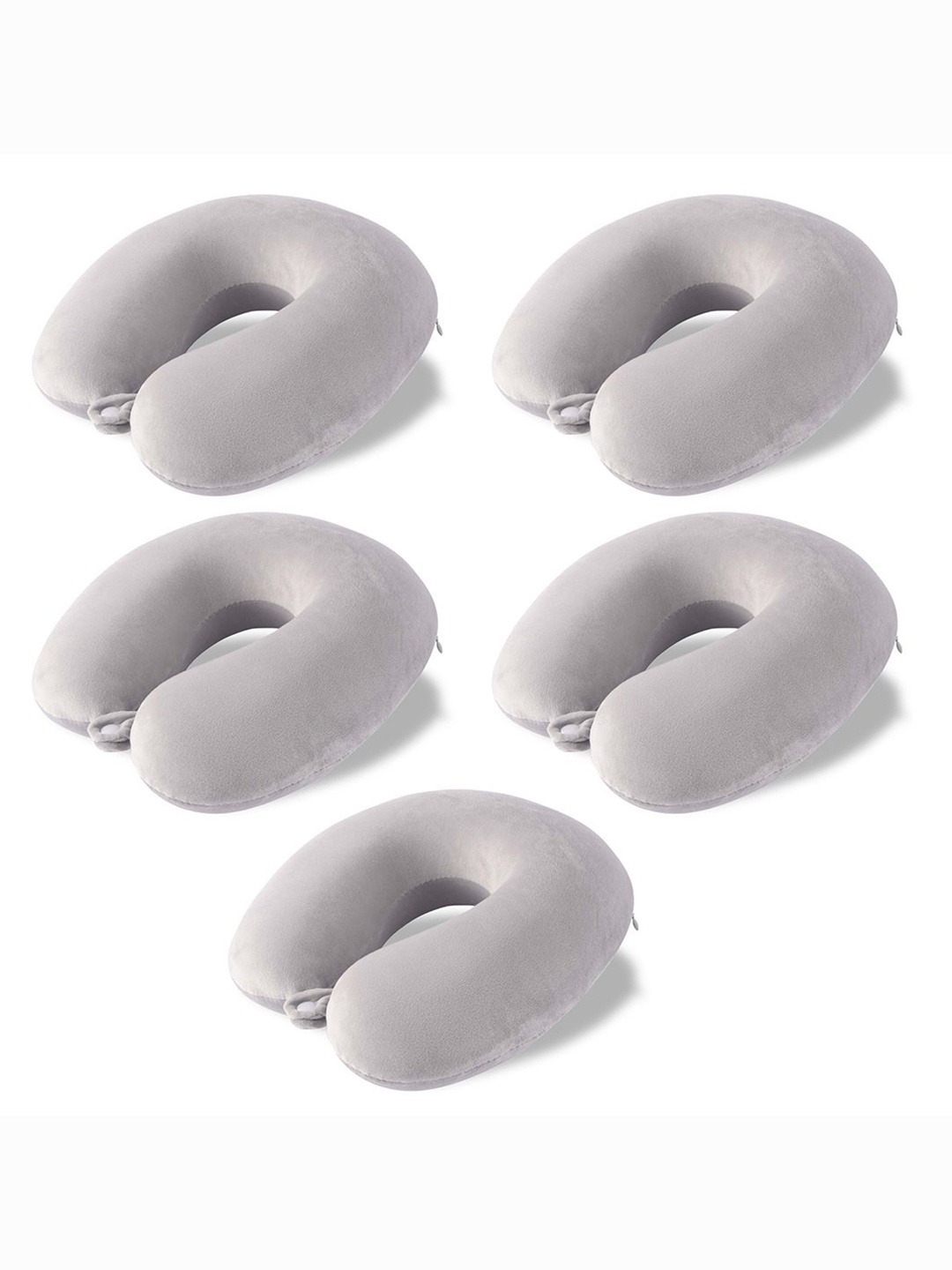 

Kuber Industries Grey 5 Pieces U-Shaped Memory Foam Filled Cotton Travel Pillows