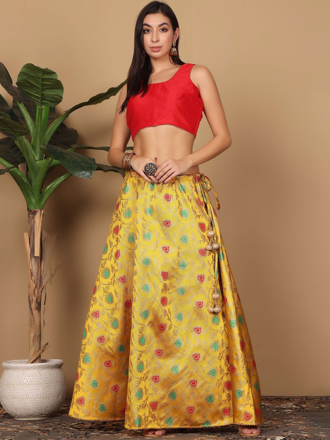 

KAANCHIE NANGGIA Women Floral Printed A-Line Maxi Skirt, Yellow