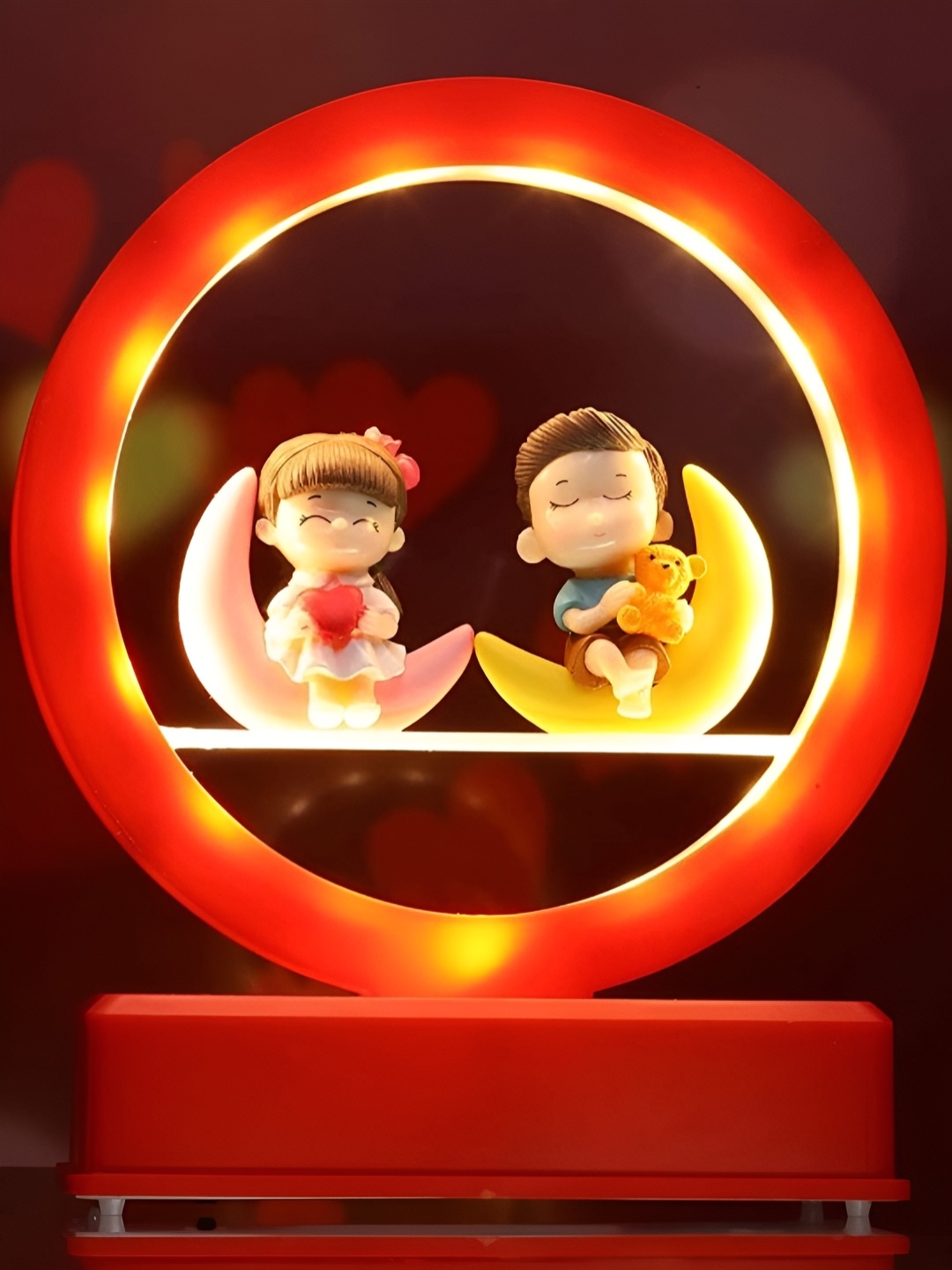 

TIED RIBBONS Red & Yellow Couple With Led Light Table Figurine Showpiece