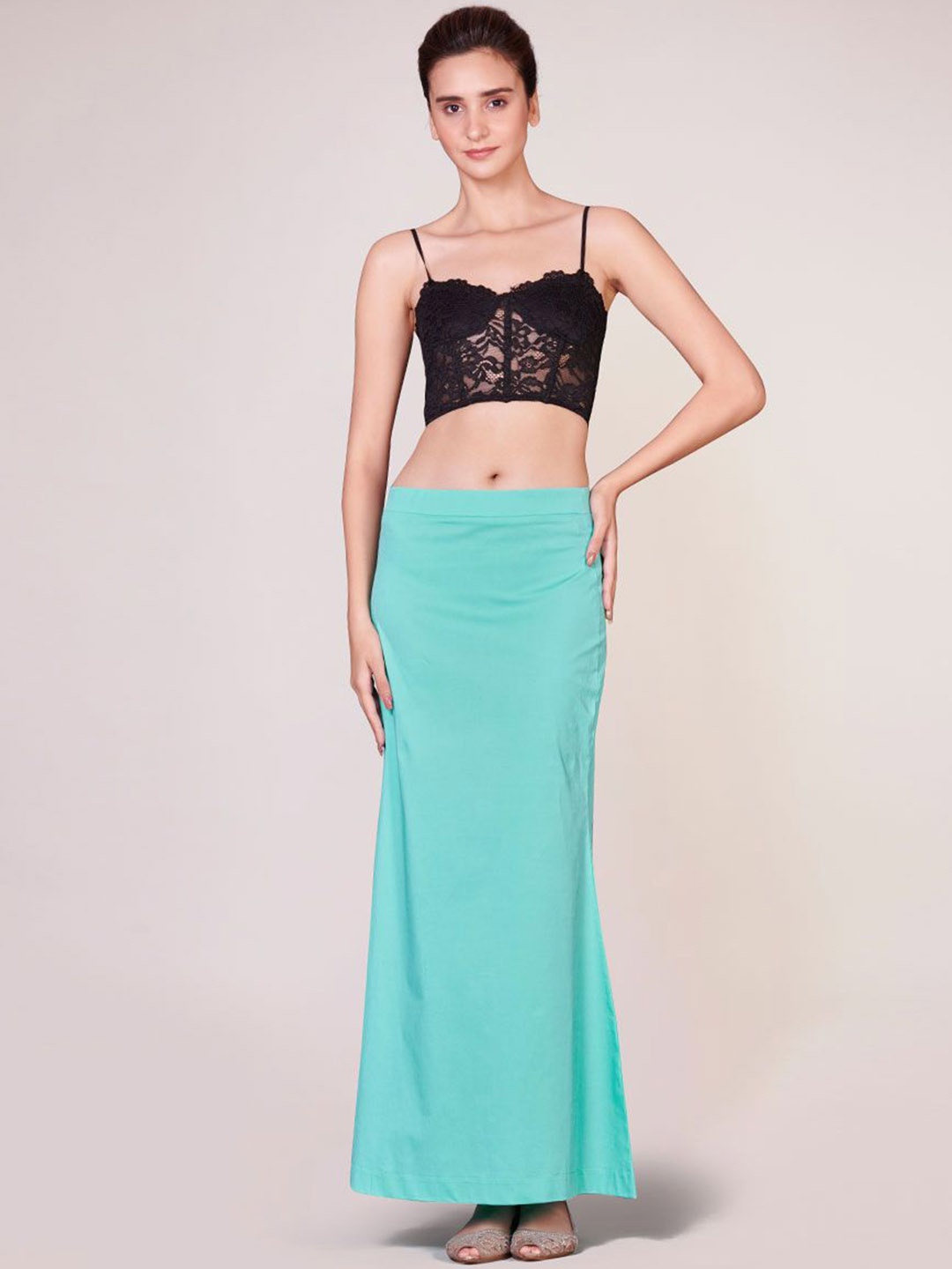 

I AM BY DOLLY JAIN D'coat Simple Petticoat Saree Shapewear, Blue