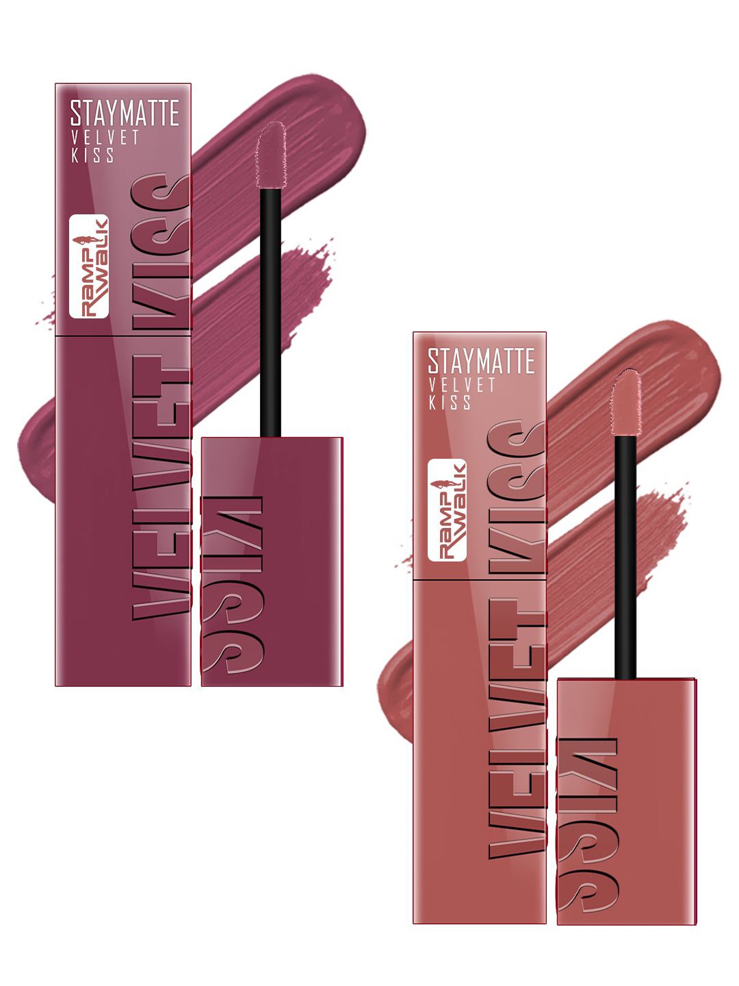 

Ramp Walk Velvet Kiss Set Of 2 Lipstick - 3.5 ml Each -Light Mauve 04 - Nude 05