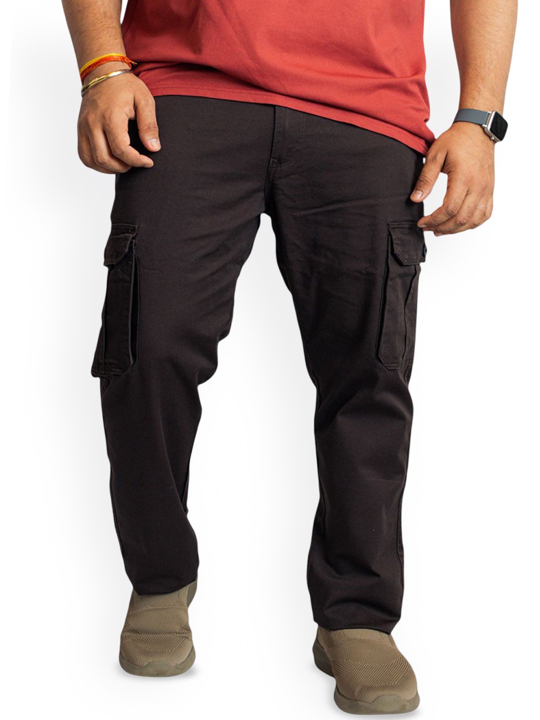

Muffynn Men Pure Cotton Classic Mid-Rise Regular Fit Cargo, Brown