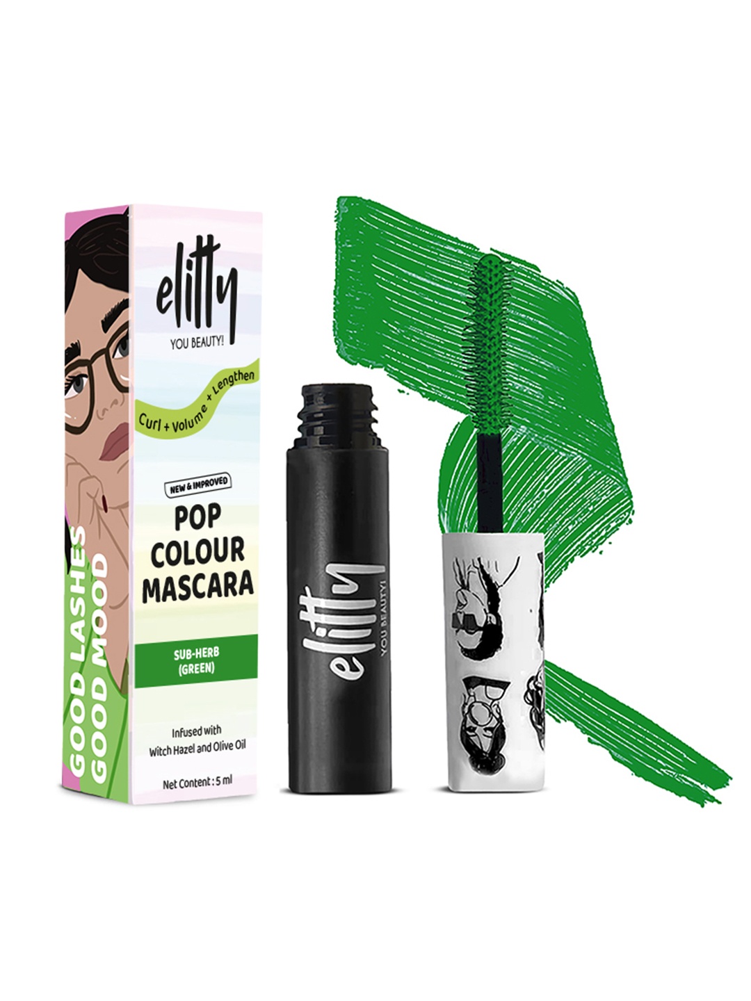 

Elitty Pop Lush Lashes Mascara With Olive Oil - 5ml - Sub-Herb, Green